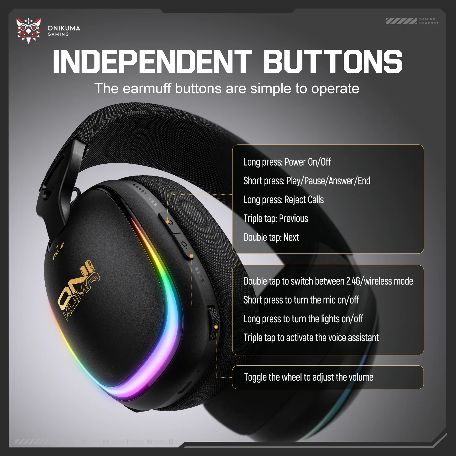 ‌ONIKUMA GT805 Performance Upgrade Gaming Headset - Image 4