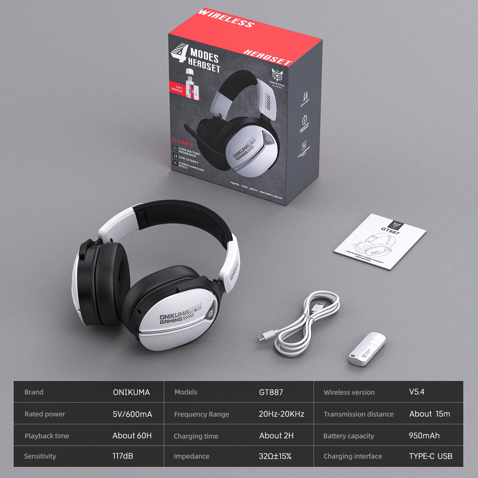 ‌GT887 Gaming Headset – Quad-Mode Connectivity, Long-Lasting Battery & Crystal-Clear Audio - Image 13