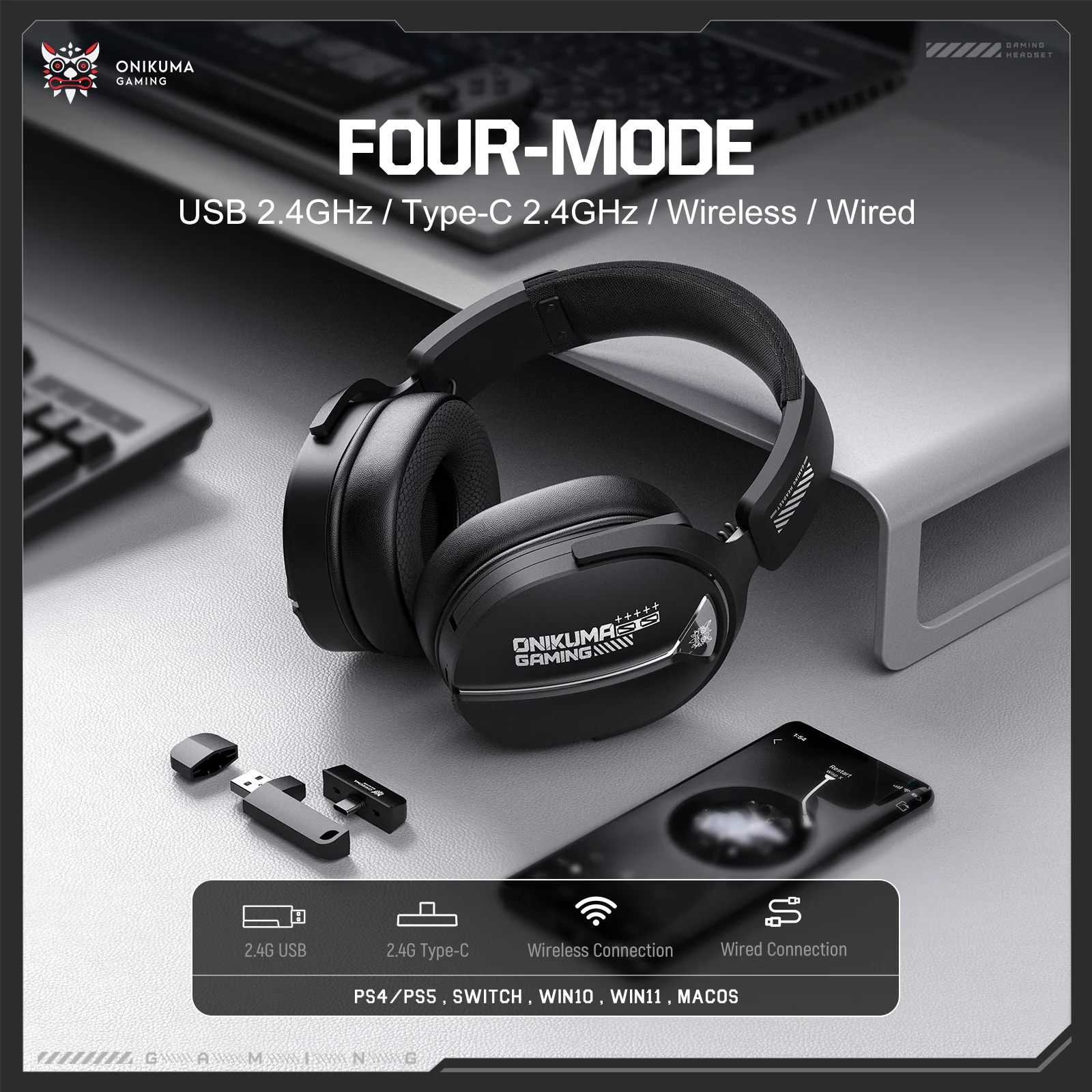 ‌GT887 Gaming Headset – Quad-Mode Connectivity, Long-Lasting Battery & Crystal-Clear Audio - Image 2