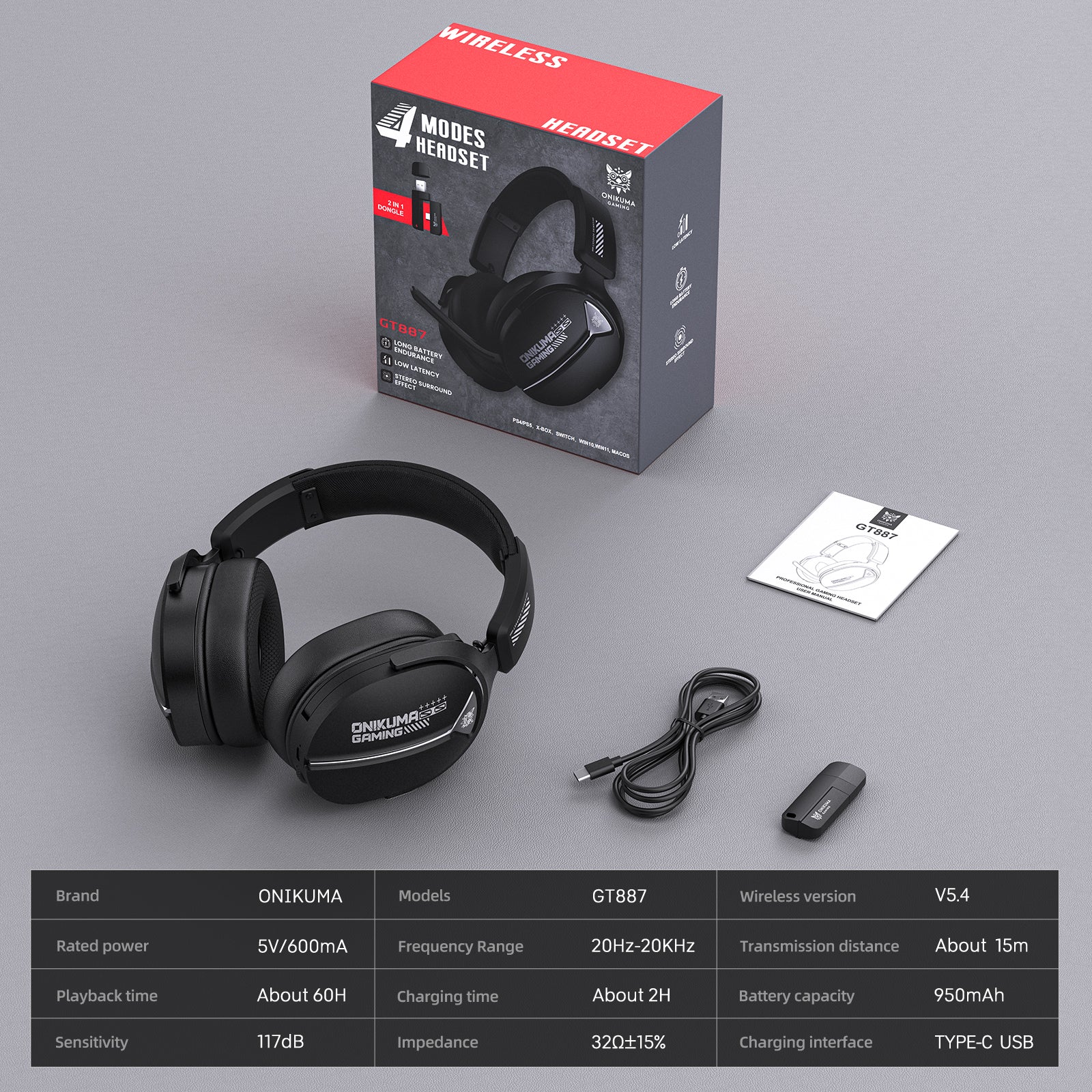 ‌GT887 Gaming Headset – Quad-Mode Connectivity, Long-Lasting Battery & Crystal-Clear Audio - Image 7