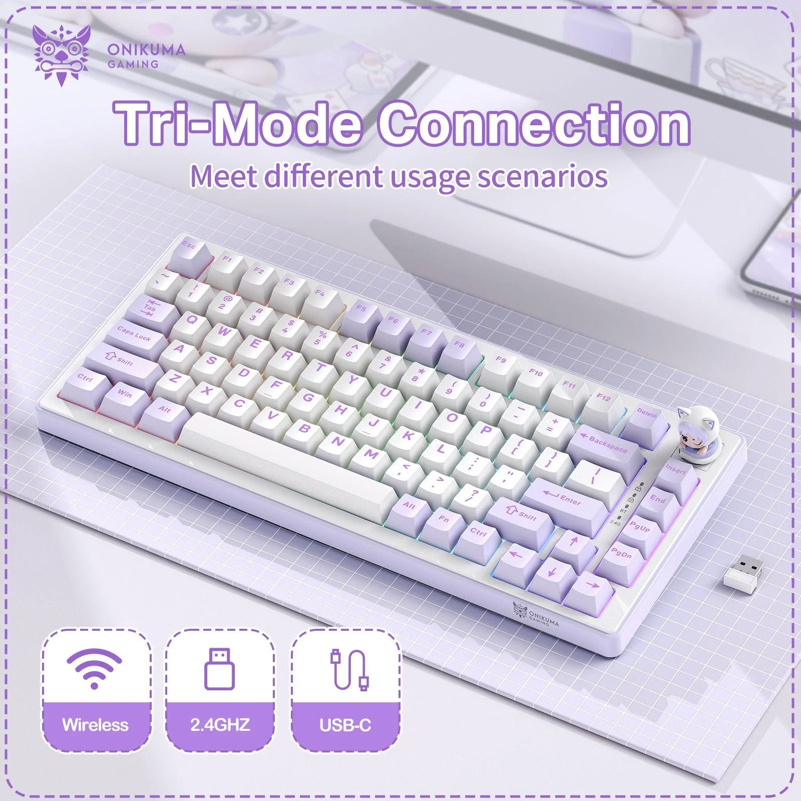 ‌ONIKUMA MT707 Keyboard – Hot-Swappable Keys, Gasket Mount & RGB Gaming Precision - Image 22