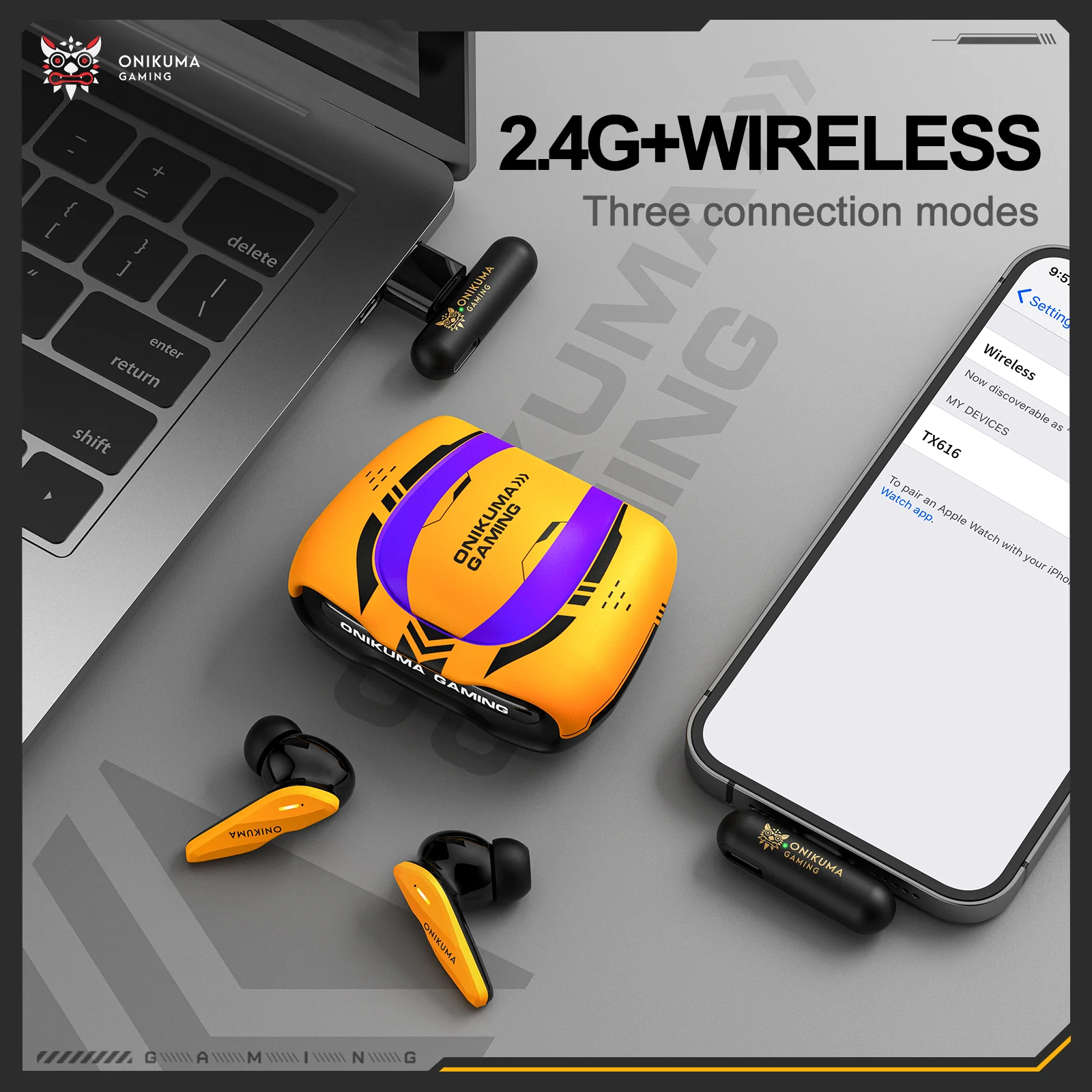ONIKUMA TX616 Dual-Mic Noise Reduction Earbuds with Tri-Mode Seamless Connectivity - Image 4
