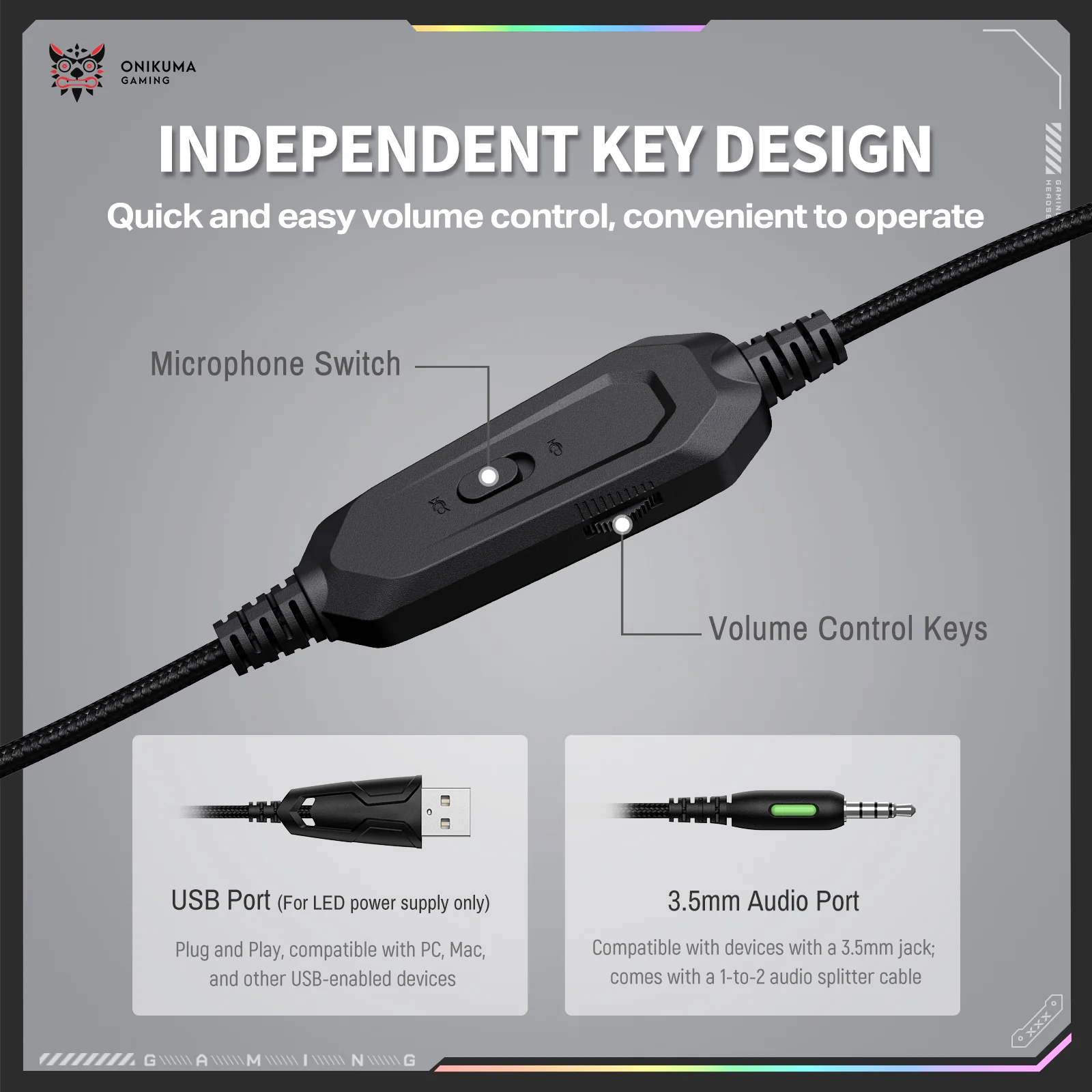 ‌ONIKUMA X91 Gaming Headset – RGB Lighting, HD Mic & Multi-Device Comfort - Image 10