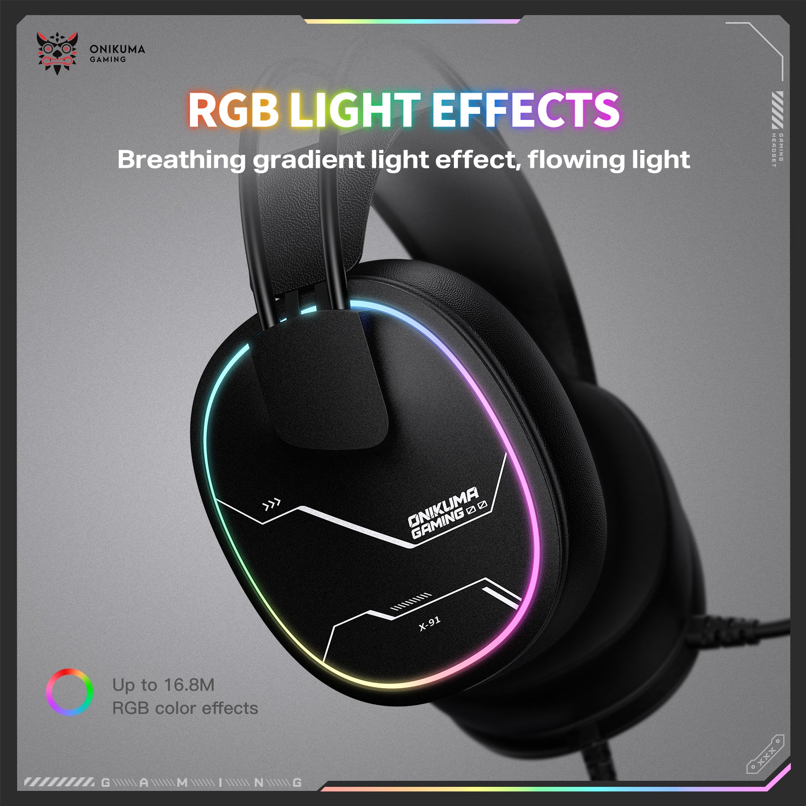 ‌ONIKUMA X91 Gaming Headset – RGB Lighting, HD Mic & Multi-Device Comfort - Image 13