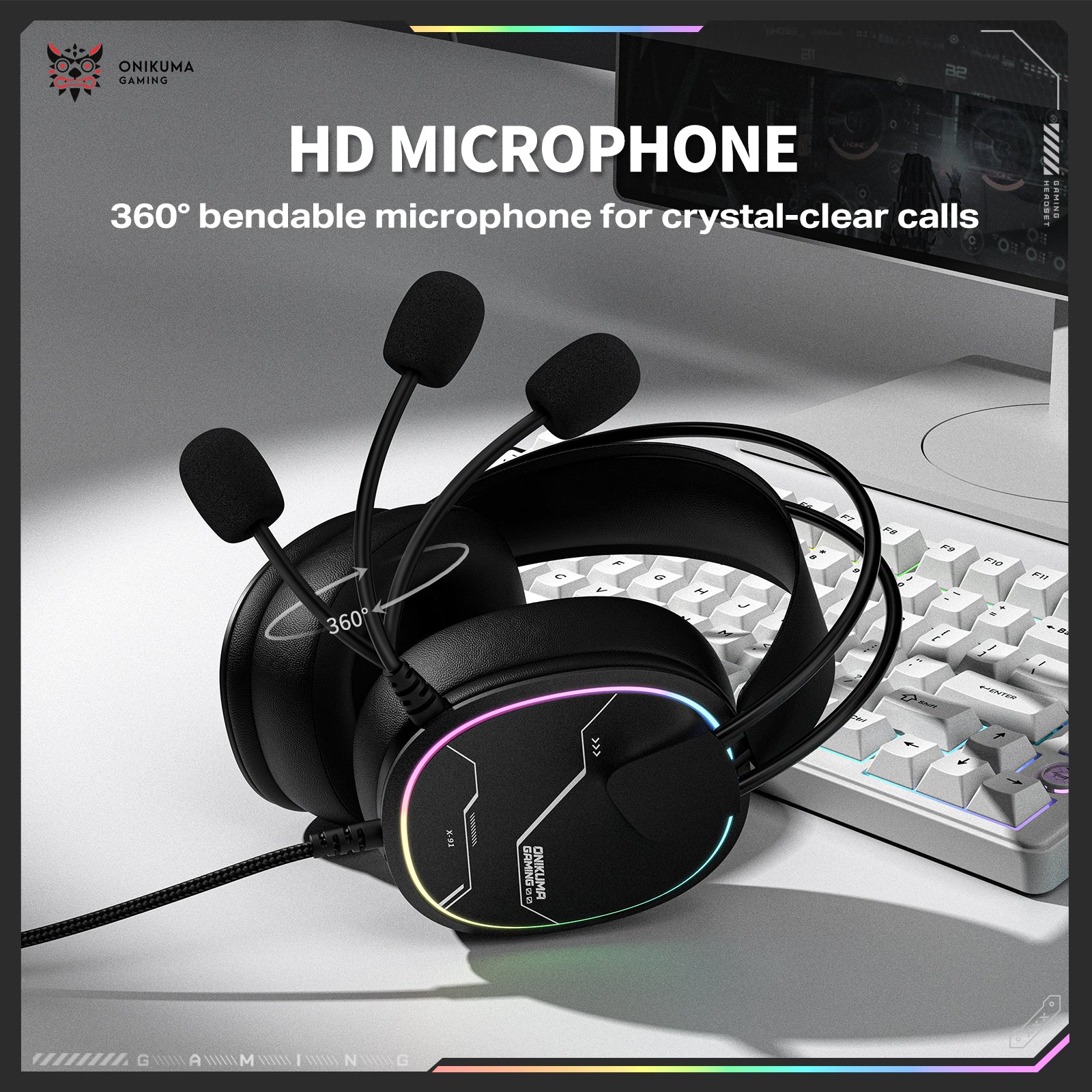 ‌ONIKUMA X91 Gaming Headset – RGB Lighting, HD Mic & Multi-Device Comfort - Image 14