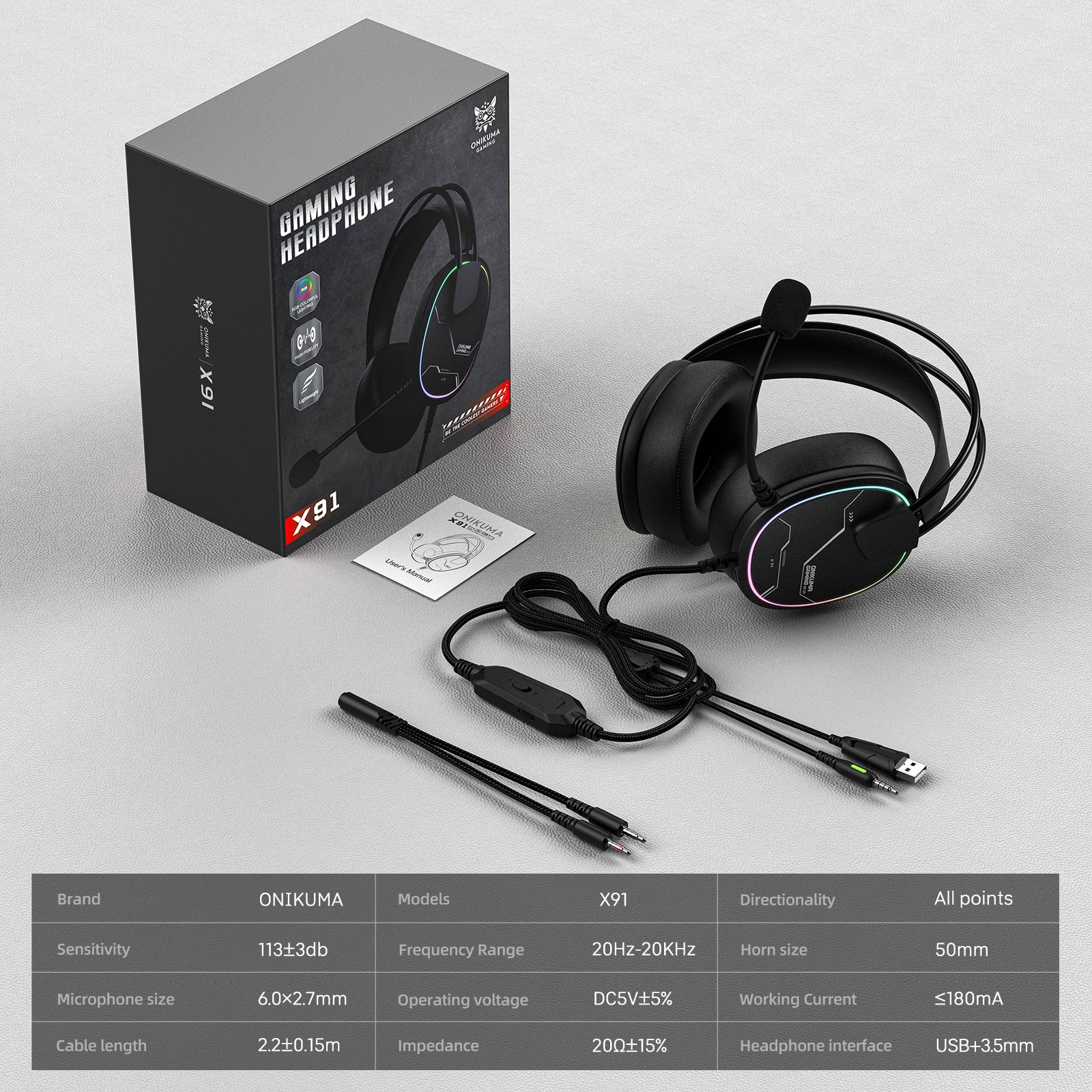 ‌ONIKUMA X91 Gaming Headset – RGB Lighting, HD Mic & Multi-Device Comfort - Image 15