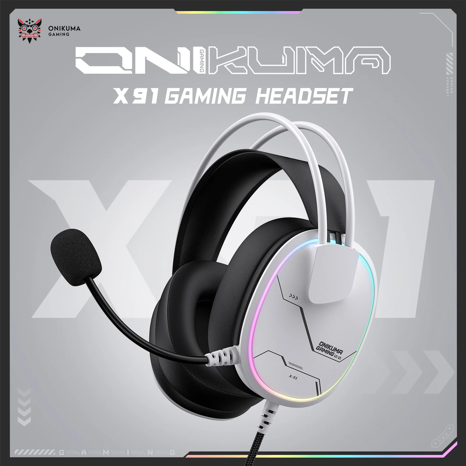 ‌ONIKUMA X91 Gaming Headset – RGB Lighting, HD Mic & Multi-Device Comfort - Image 2