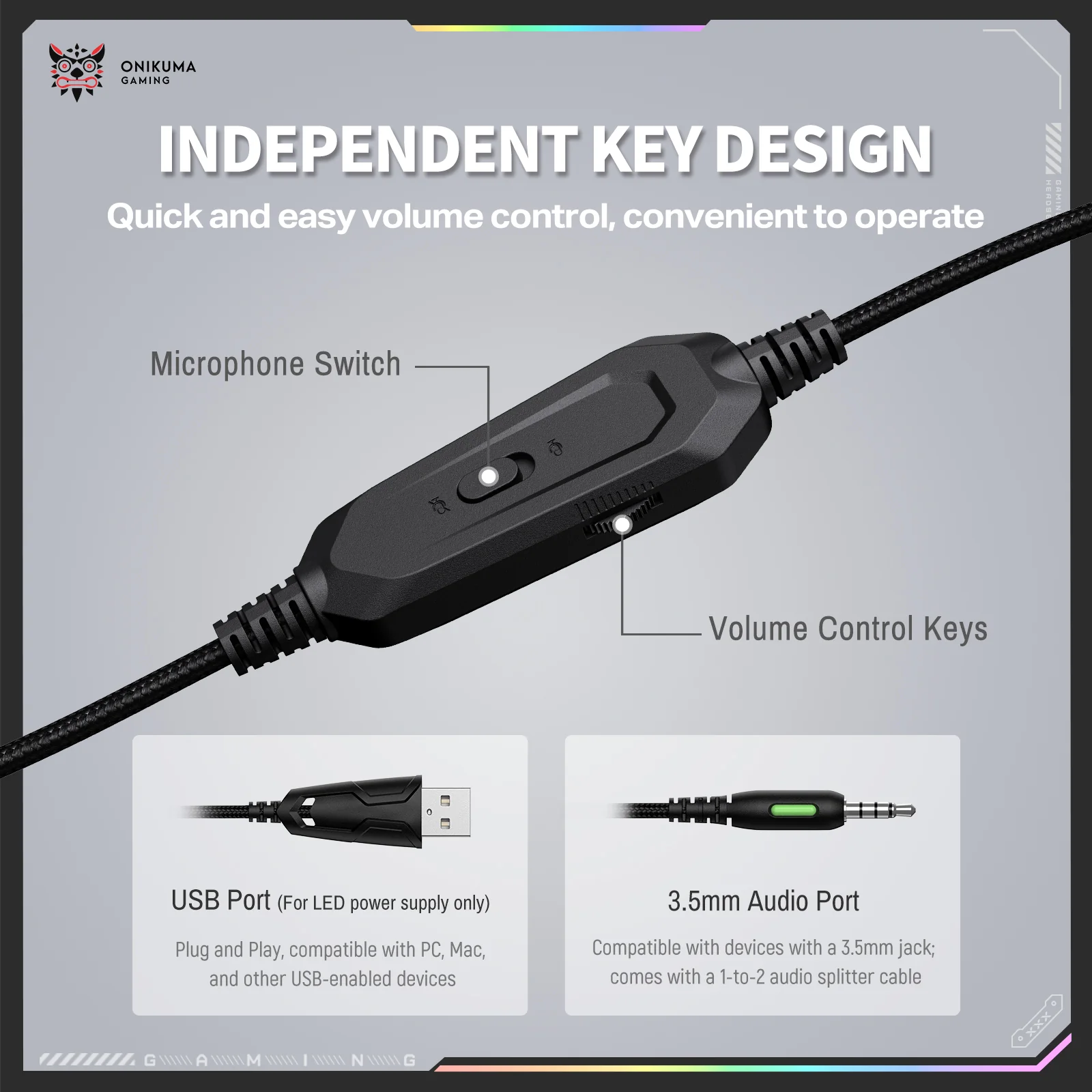 ‌ONIKUMA X91 Gaming Headset – RGB Lighting, HD Mic & Multi-Device Comfort - Image 4