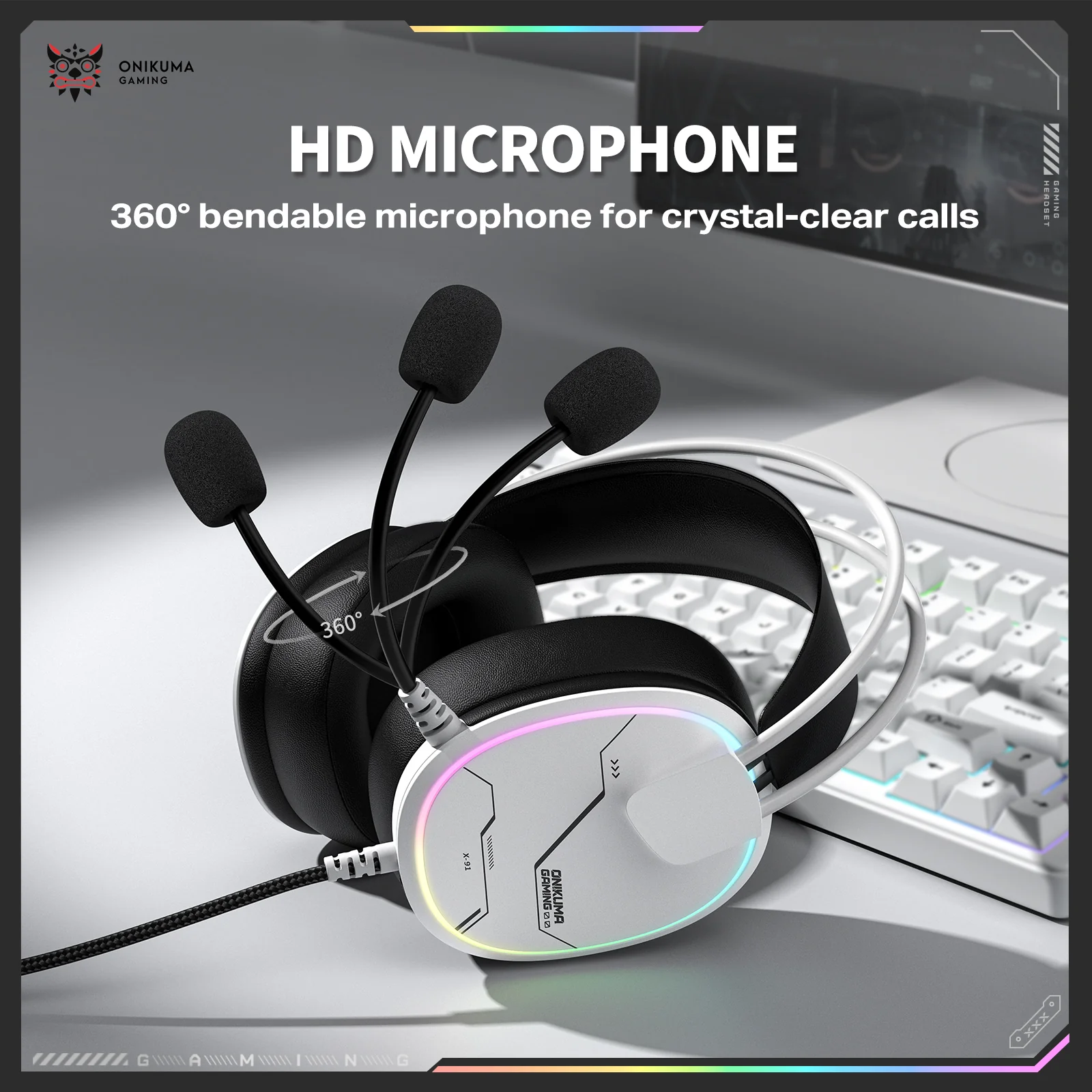 ‌ONIKUMA X91 Gaming Headset – RGB Lighting, HD Mic & Multi-Device Comfort - Image 5