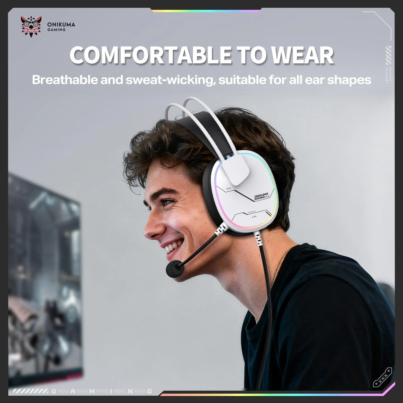 ‌ONIKUMA X91 Gaming Headset – RGB Lighting, HD Mic & Multi-Device Comfort - Image 7
