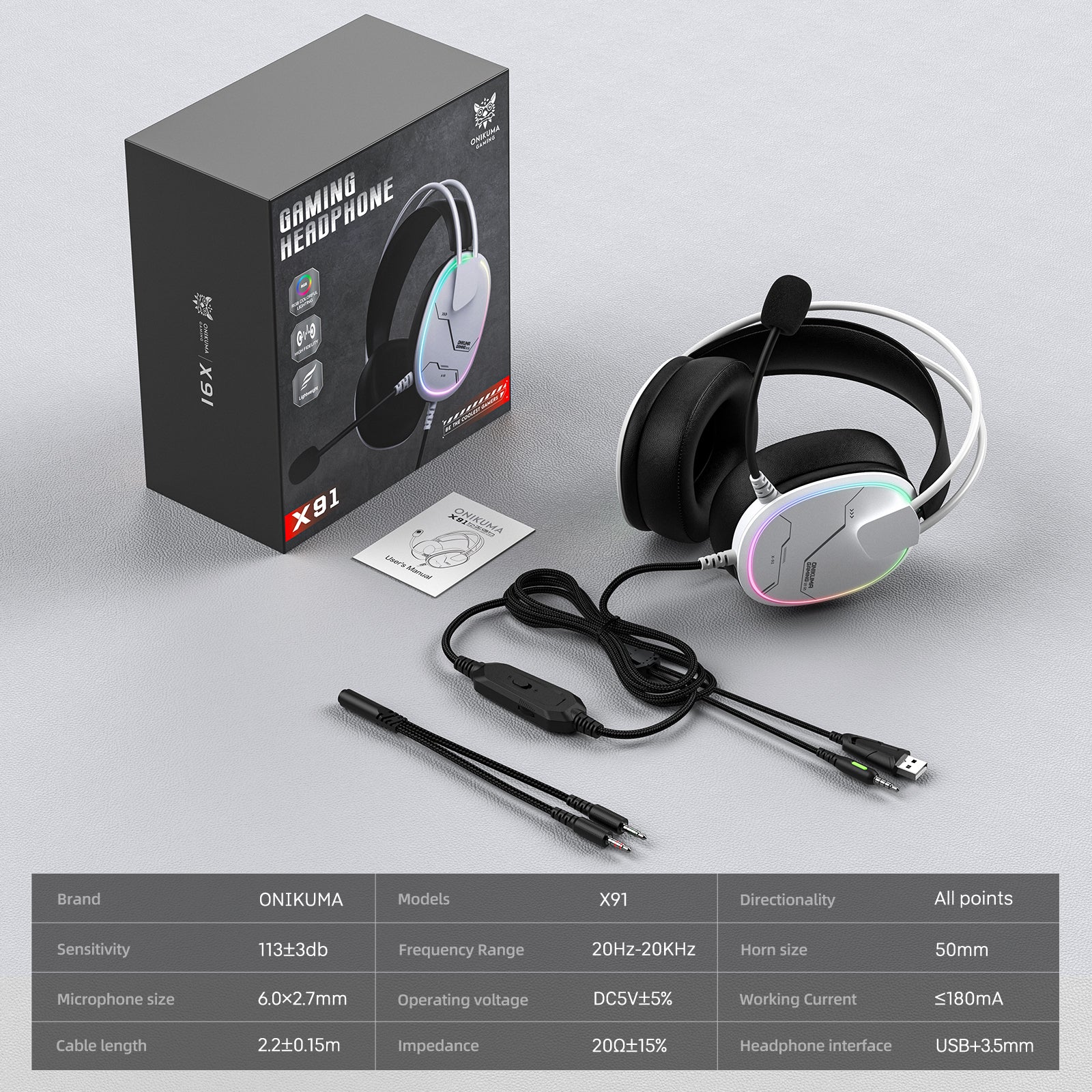 ‌ONIKUMA X91 Gaming Headset – RGB Lighting, HD Mic & Multi-Device Comfort - Image 8