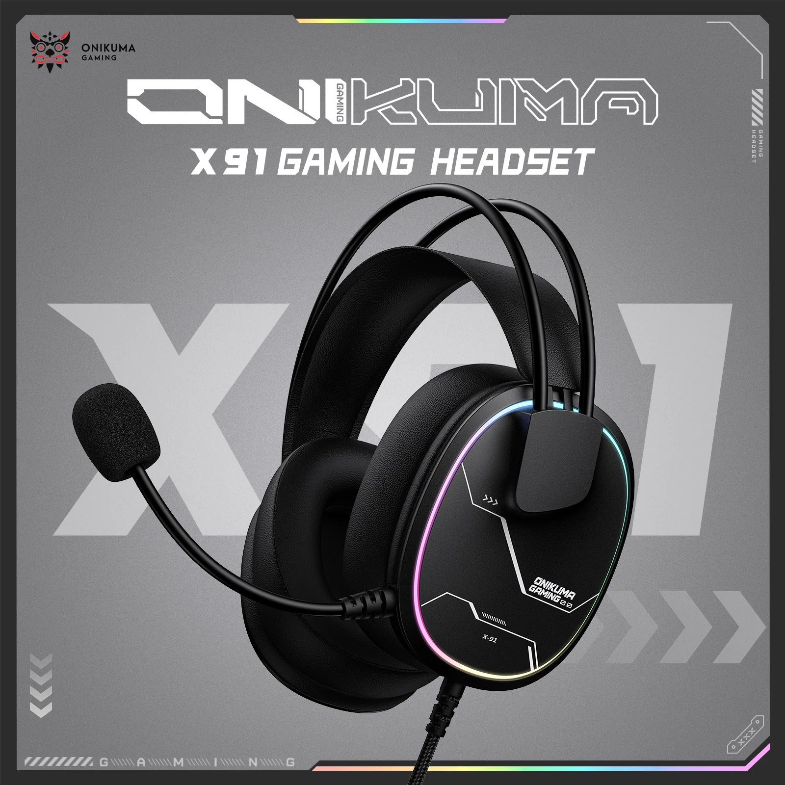 ‌ONIKUMA X91 Gaming Headset – RGB Lighting, HD Mic & Multi-Device Comfort - Image 9