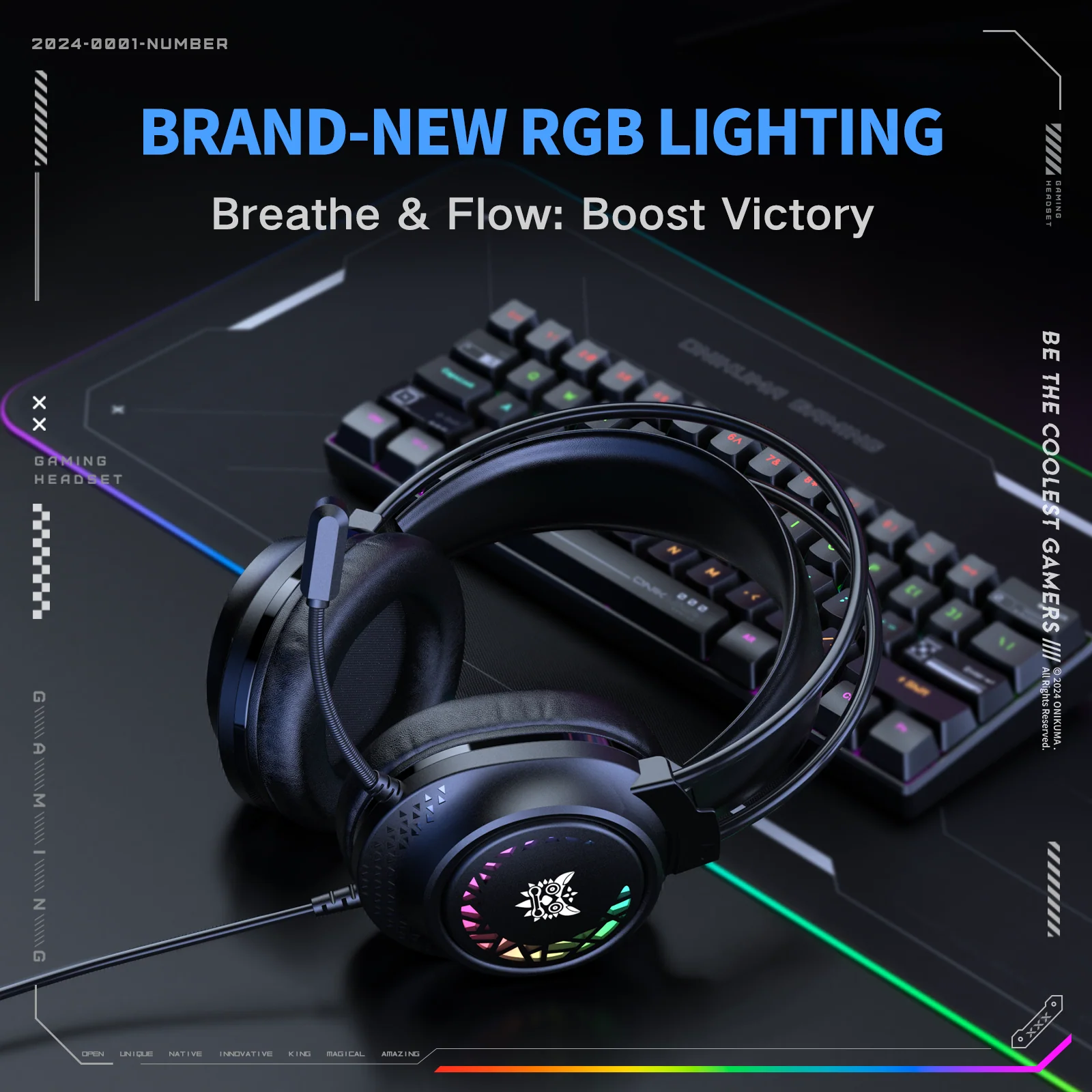 ‌ONIKUMA X92 Gaming Headsets – RGB Lighting, 3D Surround Sound & Competitive Performance - Image 2