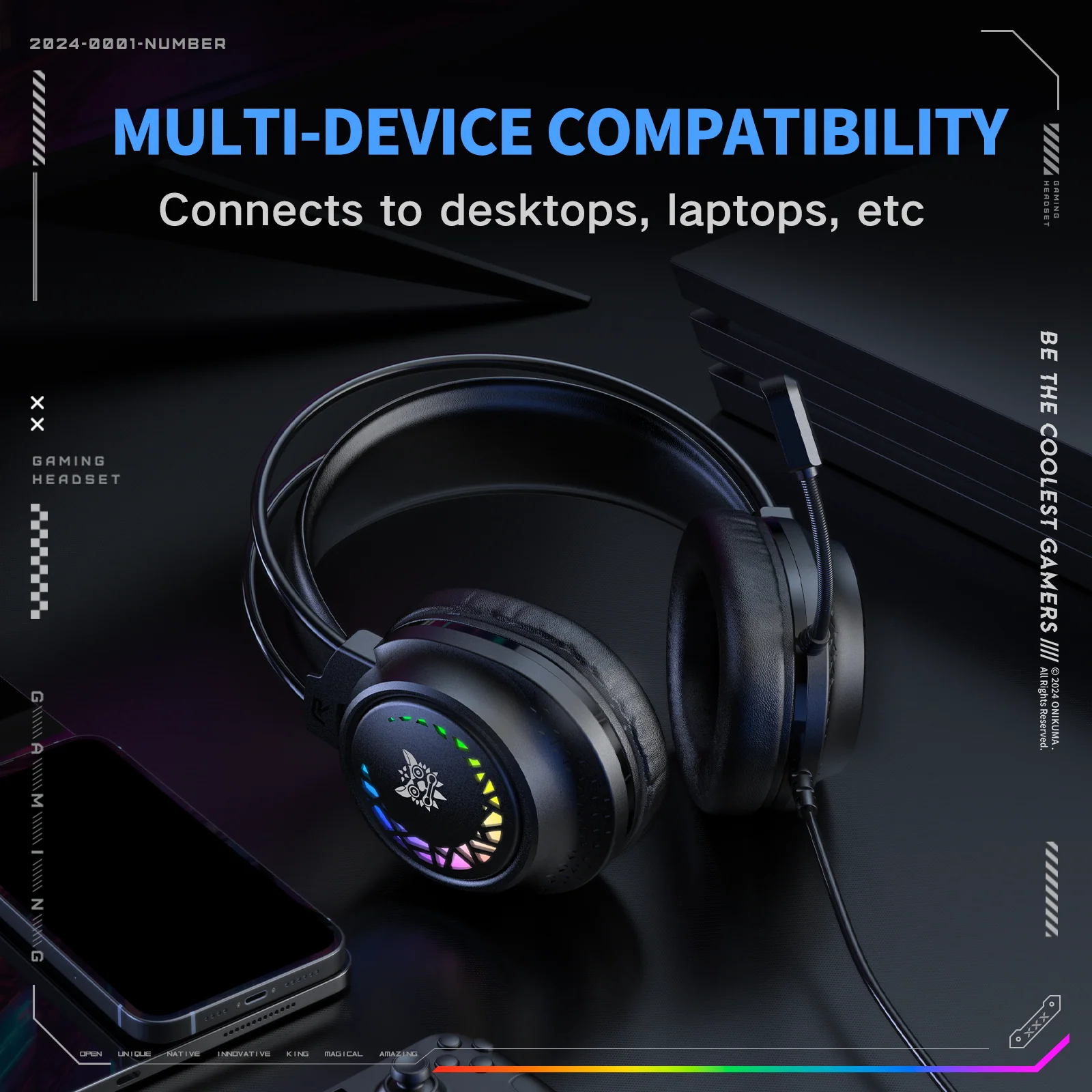‌ONIKUMA X92 Gaming Headsets – RGB Lighting, 3D Surround Sound & Competitive Performance - Image 4