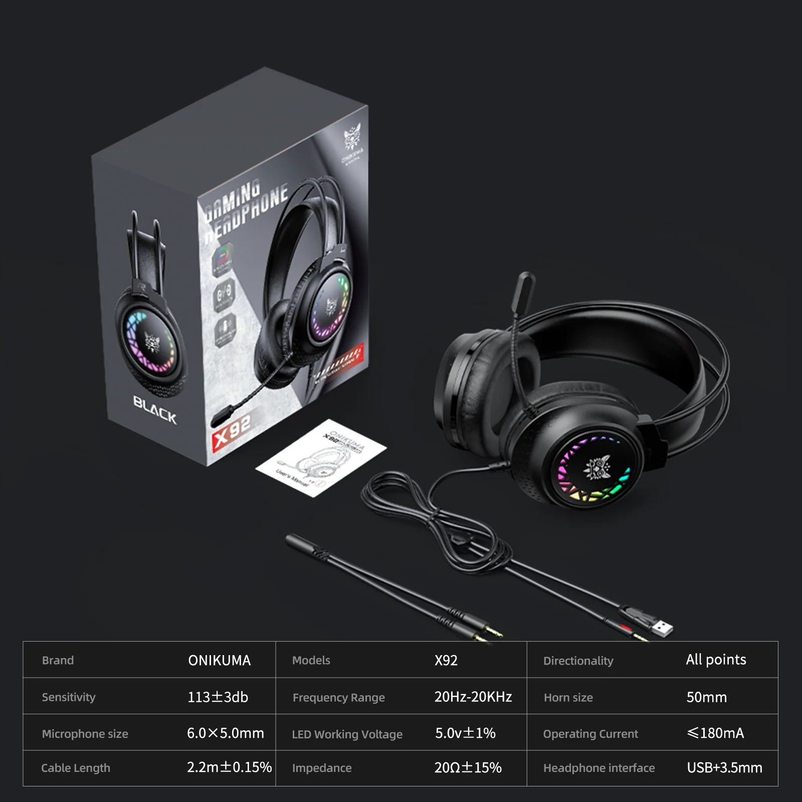‌ONIKUMA X92 Gaming Headsets – RGB Lighting, 3D Surround Sound & Competitive Performance - Image 7