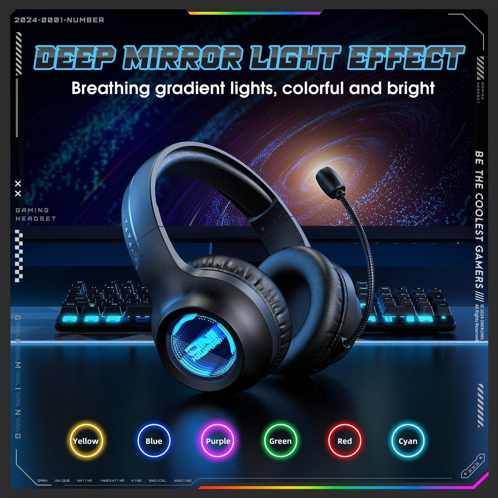 ONIKUMA GT818 RGB Gaming Headset with 20H Playtime - Bluetooth 5.4, 360° Mic & Tri-Mode Connectivity - Image 2