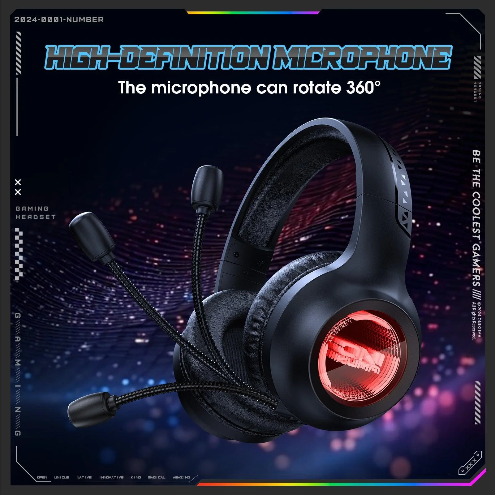 ONIKUMA GT818 RGB Gaming Headset with 20H Playtime - Bluetooth 5.4, 360° Mic & Tri-Mode Connectivity - Image 3