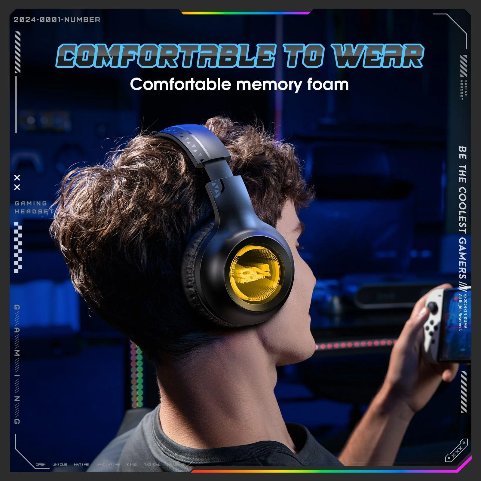 ONIKUMA GT818 RGB Gaming Headset with 20H Playtime - Bluetooth 5.4, 360° Mic & Tri-Mode Connectivity - Image 6