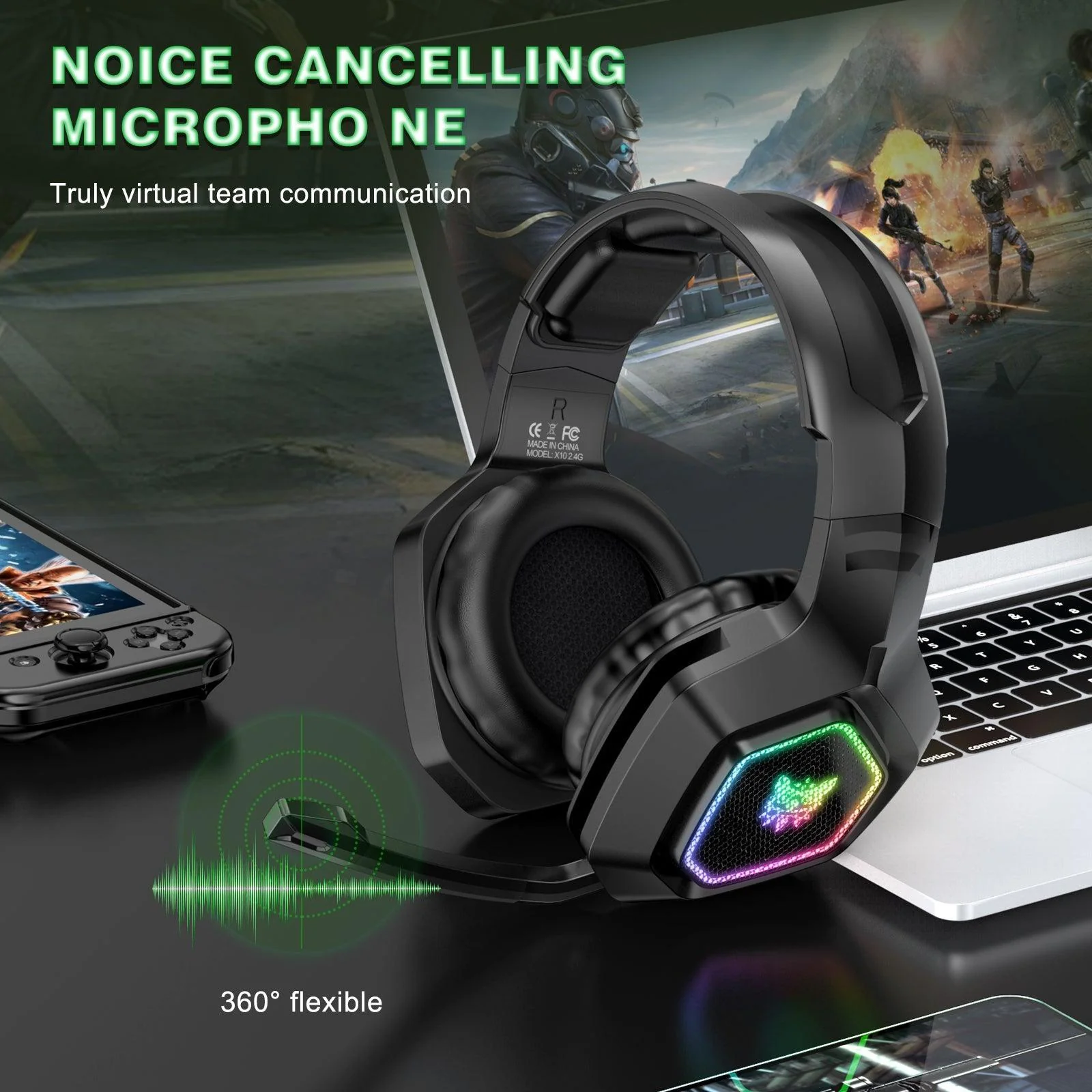 ONIKUMA B100 Headset Headworn Bluetooth 2.4g Wireless Wired Three Mode Lightweight E-Sports Gamer Headphone - Image 14