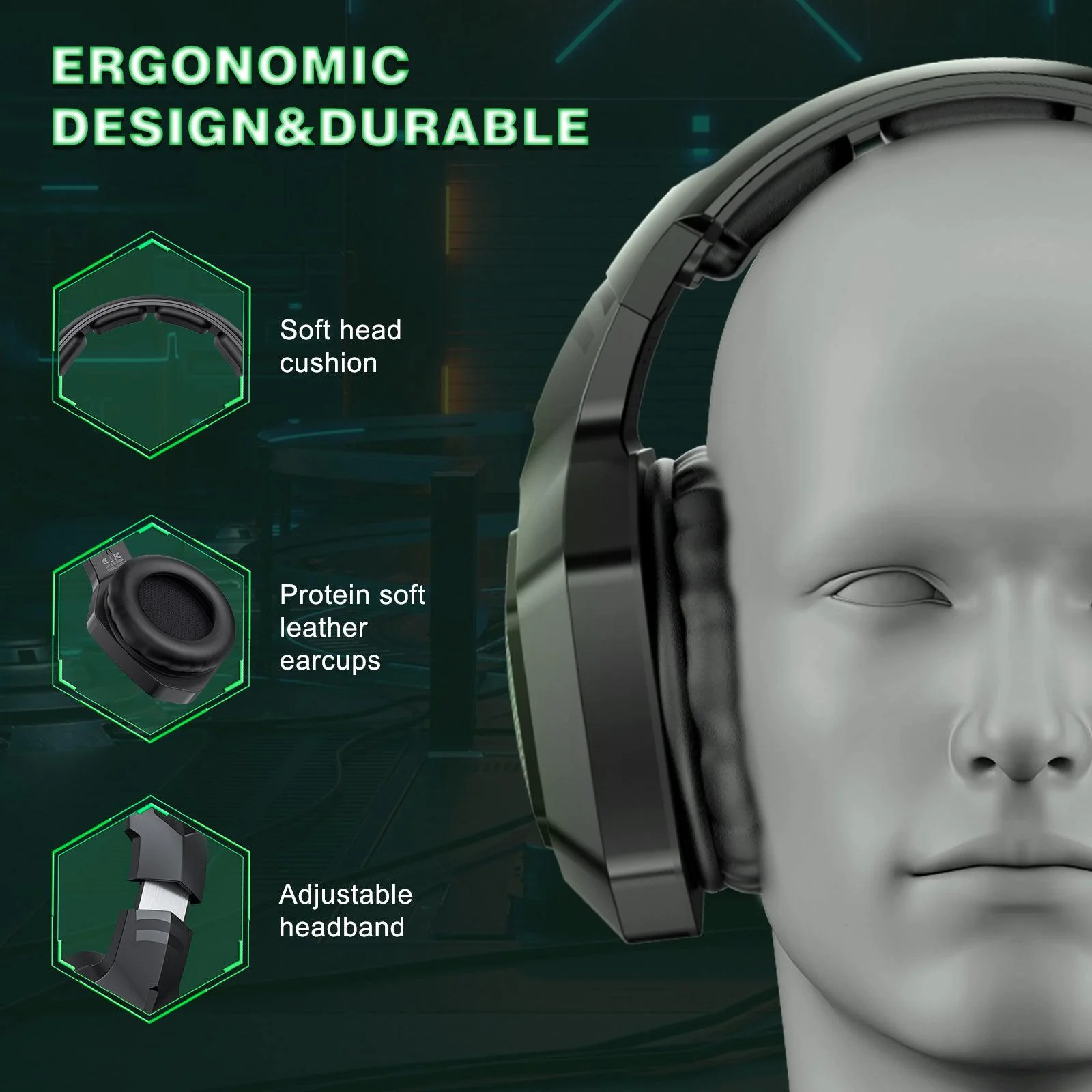 ONIKUMA B100 Headset Headworn Bluetooth 2.4g Wireless Wired Three Mode Lightweight E-Sports Gamer Headphone - Image 15