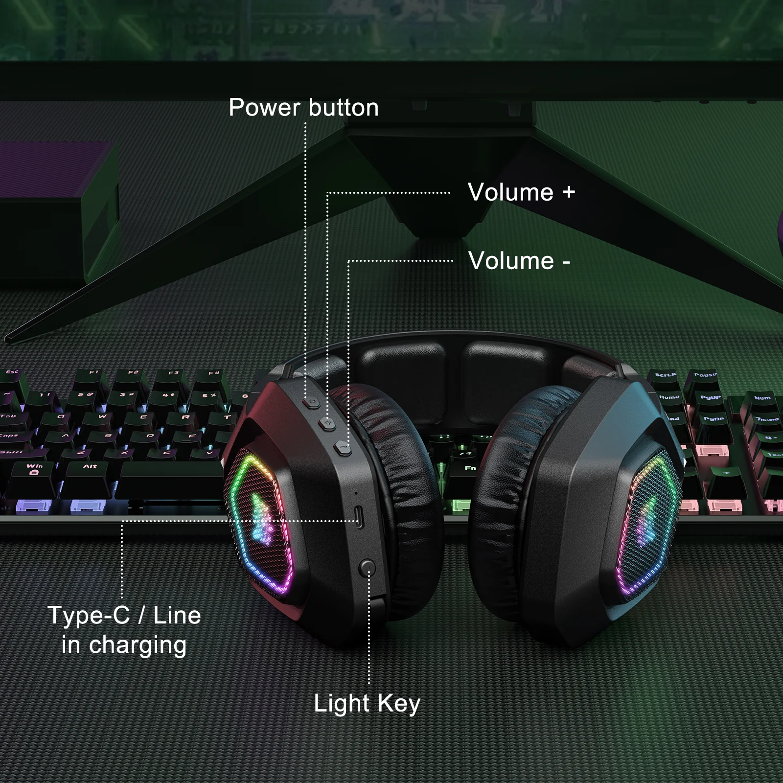 ONIKUMA B100 Headset Headworn Bluetooth 2.4g Wireless Wired Three Mode Lightweight E-Sports Gamer Headphone - Image 17