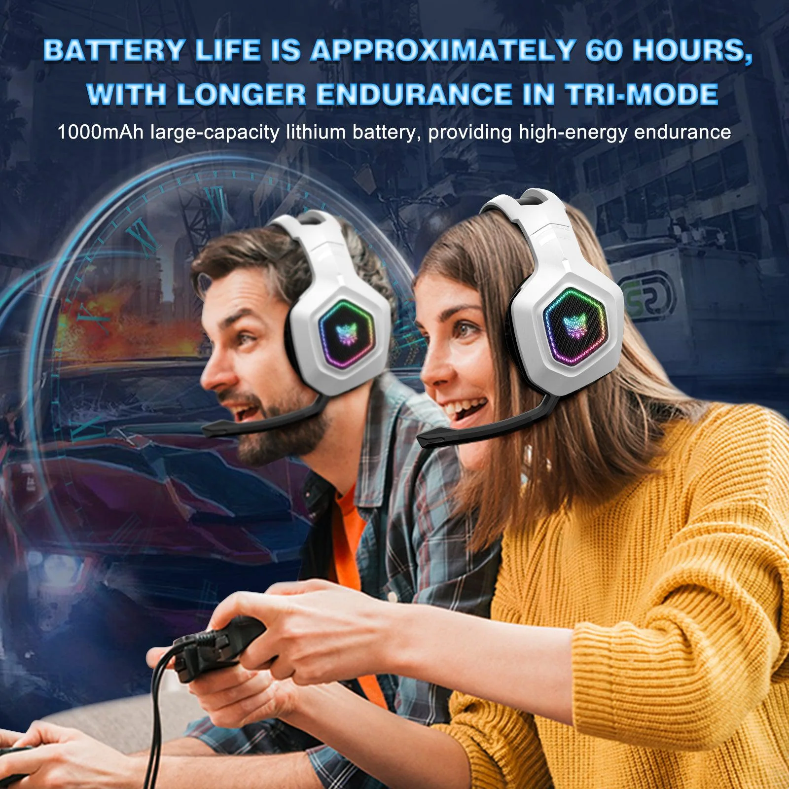 ONIKUMA B100 Headset Headworn Bluetooth 2.4g Wireless Wired Three Mode Lightweight E-Sports Gamer Headphone - Image 4