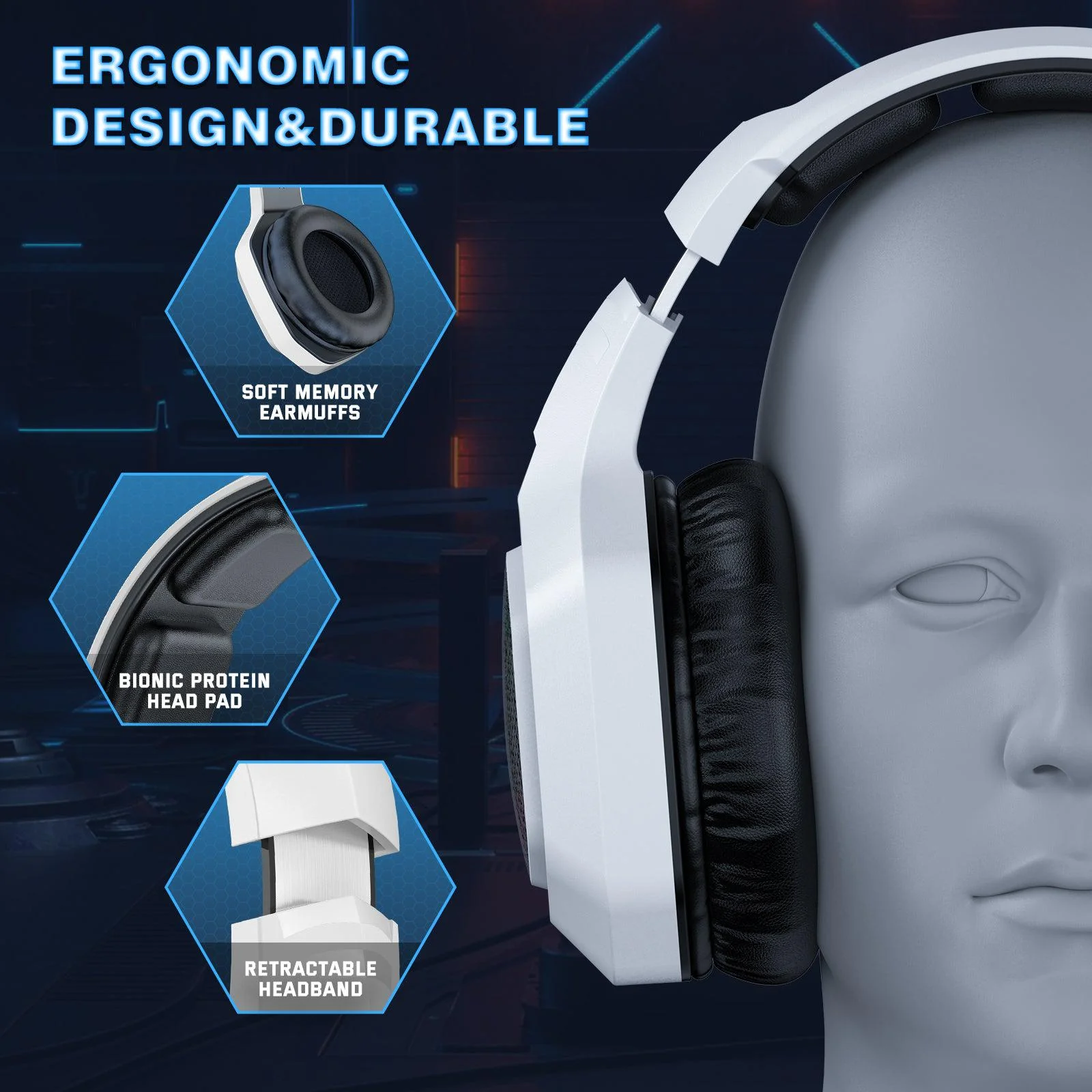 ONIKUMA B100 Headset Headworn Bluetooth 2.4g Wireless Wired Three Mode Lightweight E-Sports Gamer Headphone - Image 6