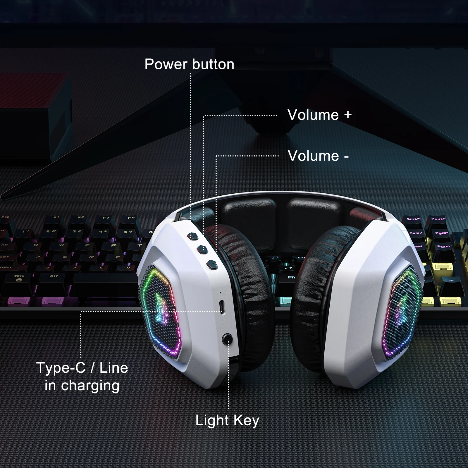 ONIKUMA B100 Headset Headworn Bluetooth 2.4g Wireless Wired Three Mode Lightweight E-Sports Gamer Headphone - Image 8