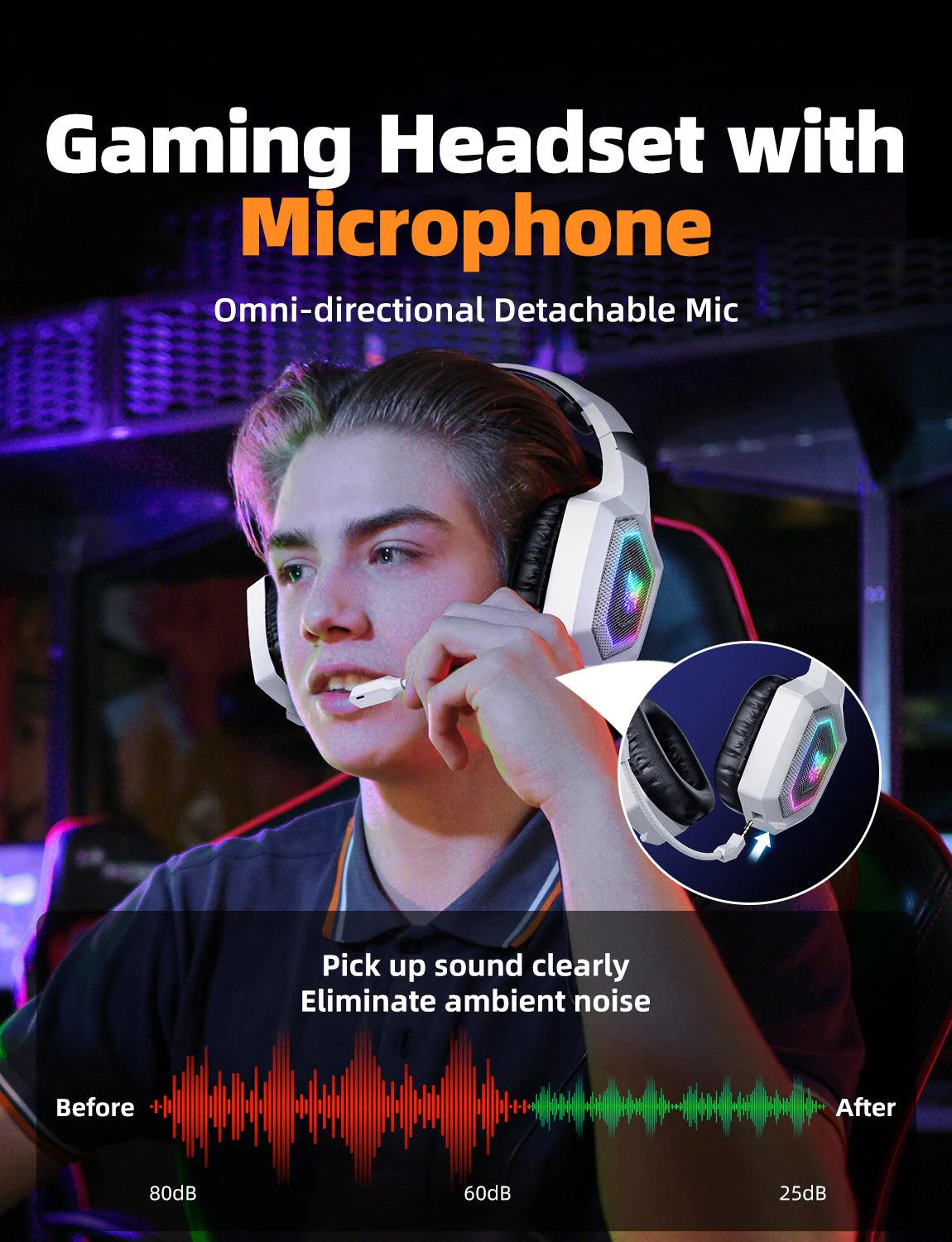 ONIKUMA GT806 Wireless Gaming Headset Headworn Bluetooth 2.4g Wireless Wired Three Mode Lightweight E-Sports Gamer Headphone - Image 12