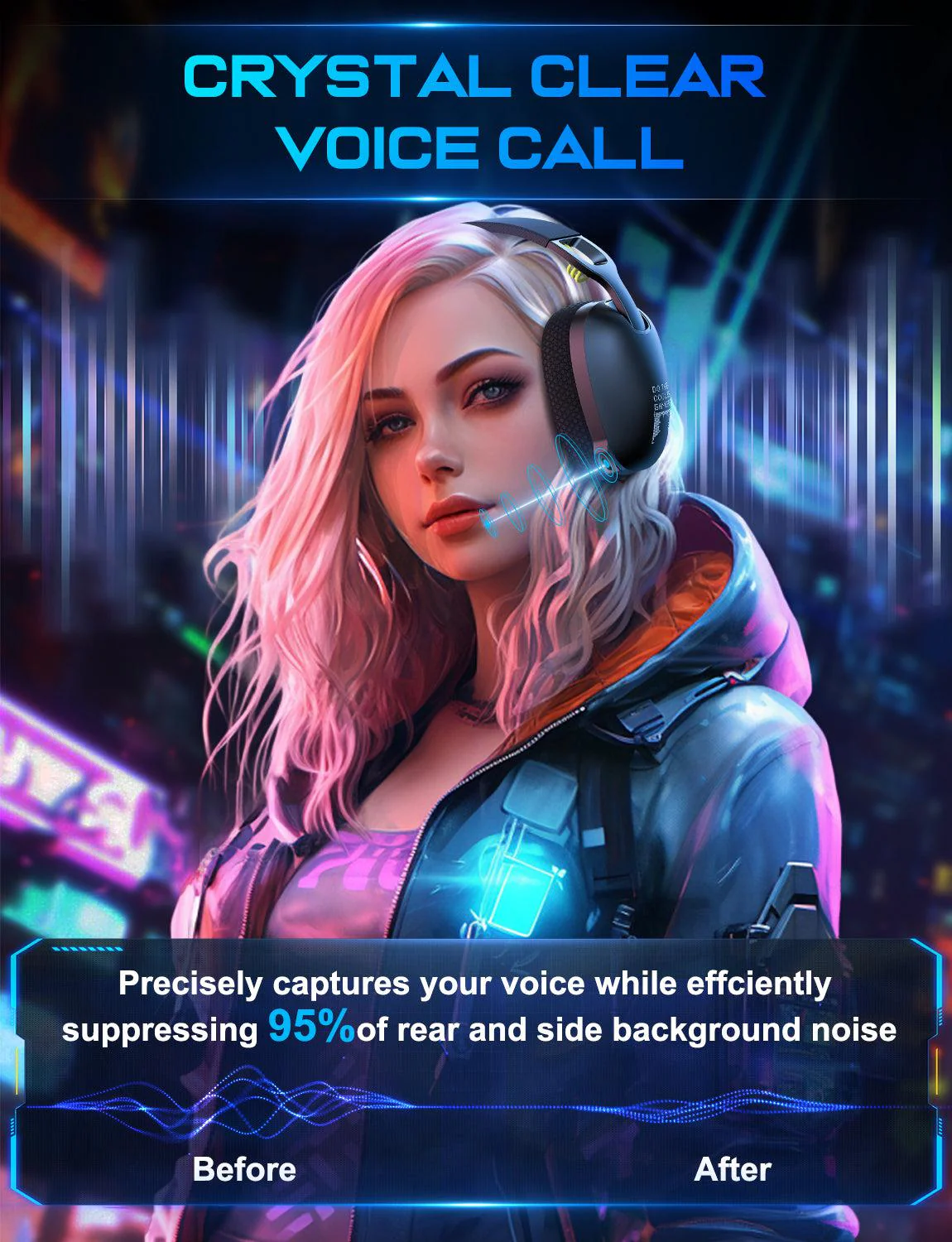 ONIKUMA B2 Headset Headworn Bluetooth 2.4g Wireless Wired Three Mode Lightweight E-Sports Gamer Headphone - Image 3