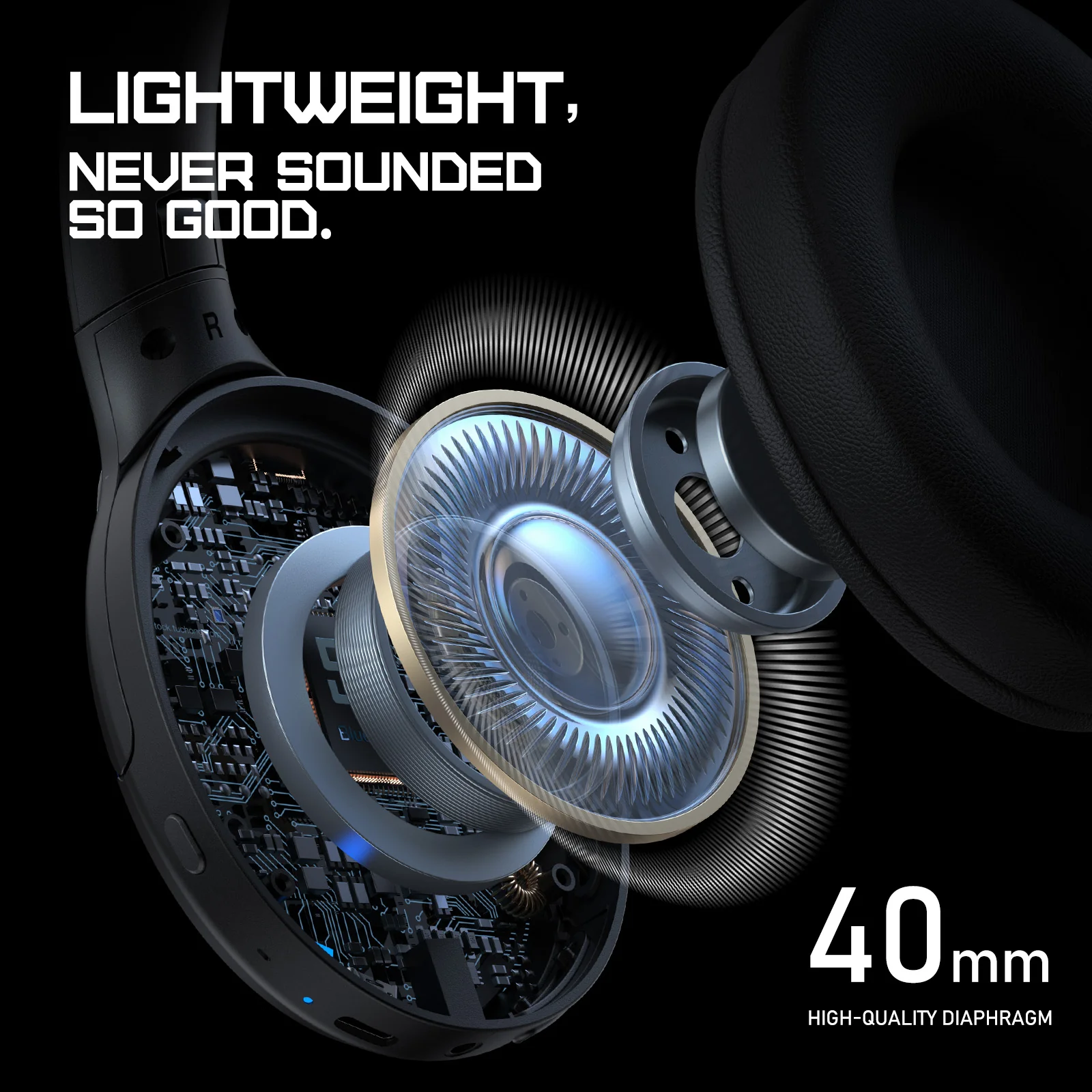 ONIKUMA B3 Wireless Bluetooth Headphones with ANC Microphone, Rainbow RGB Lights Effect Lightweight Foldable Over-Ear Headphones with Music & Game Mode, 45H Plays for Travel Home Office, Hands-Free Clear Calls - Image 3