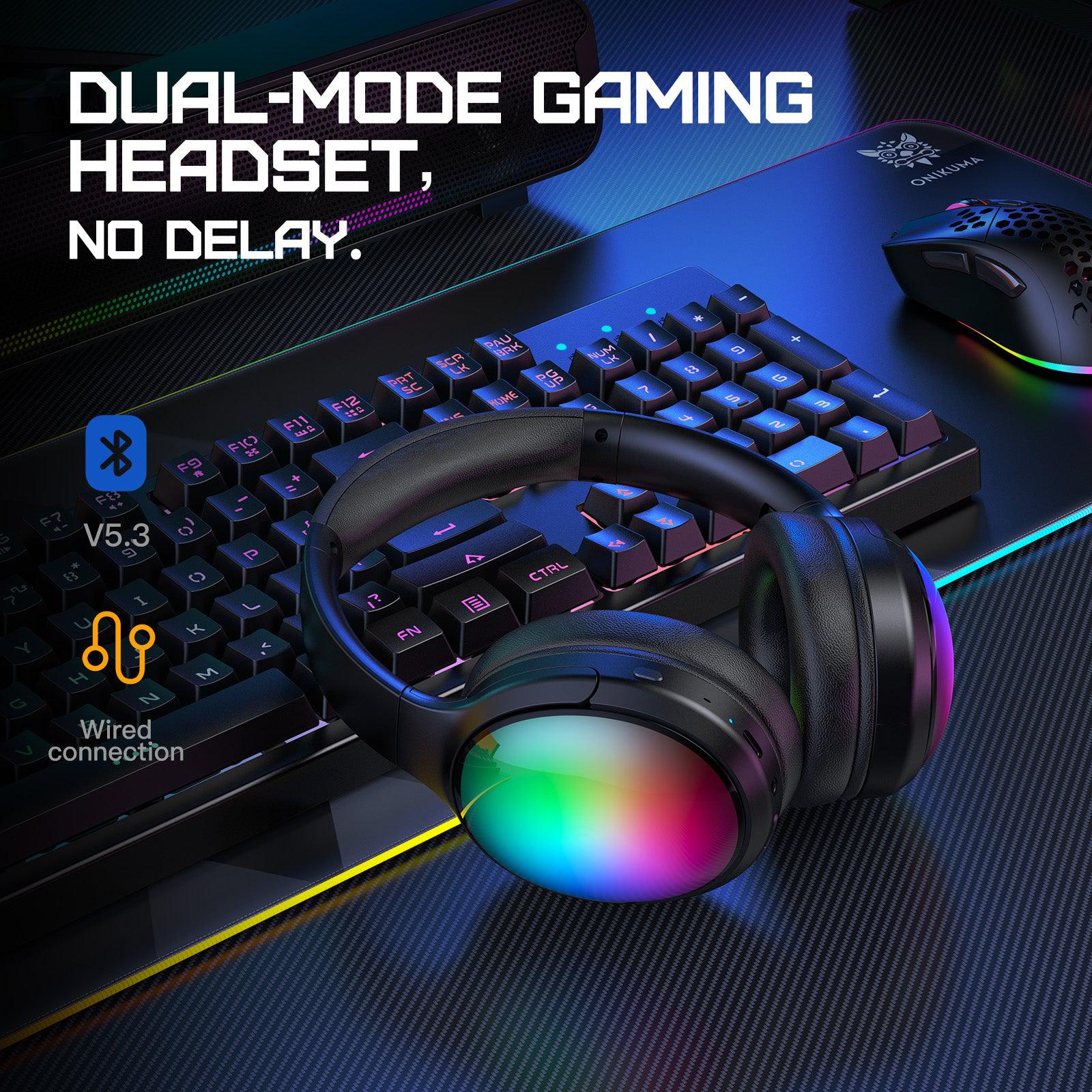 ONIKUMA B3 Wireless Bluetooth Headphones with ANC Microphone, Rainbow RGB Lights Effect Lightweight Foldable Over-Ear Headphones with Music & Game Mode, 45H Plays for Travel Home Office, Hands-Free Clear Calls - Image 4