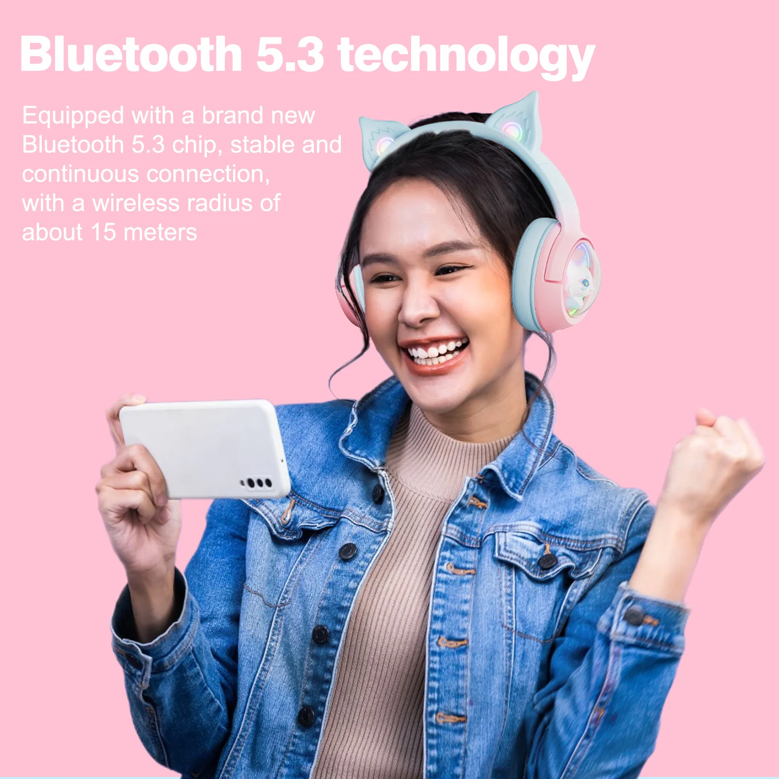 ONIKUMA B5 Gradient 2.4G Wireless Bluetooth Wired 3-mode Linghu Headphones, RGB Switch Headset - Image 4