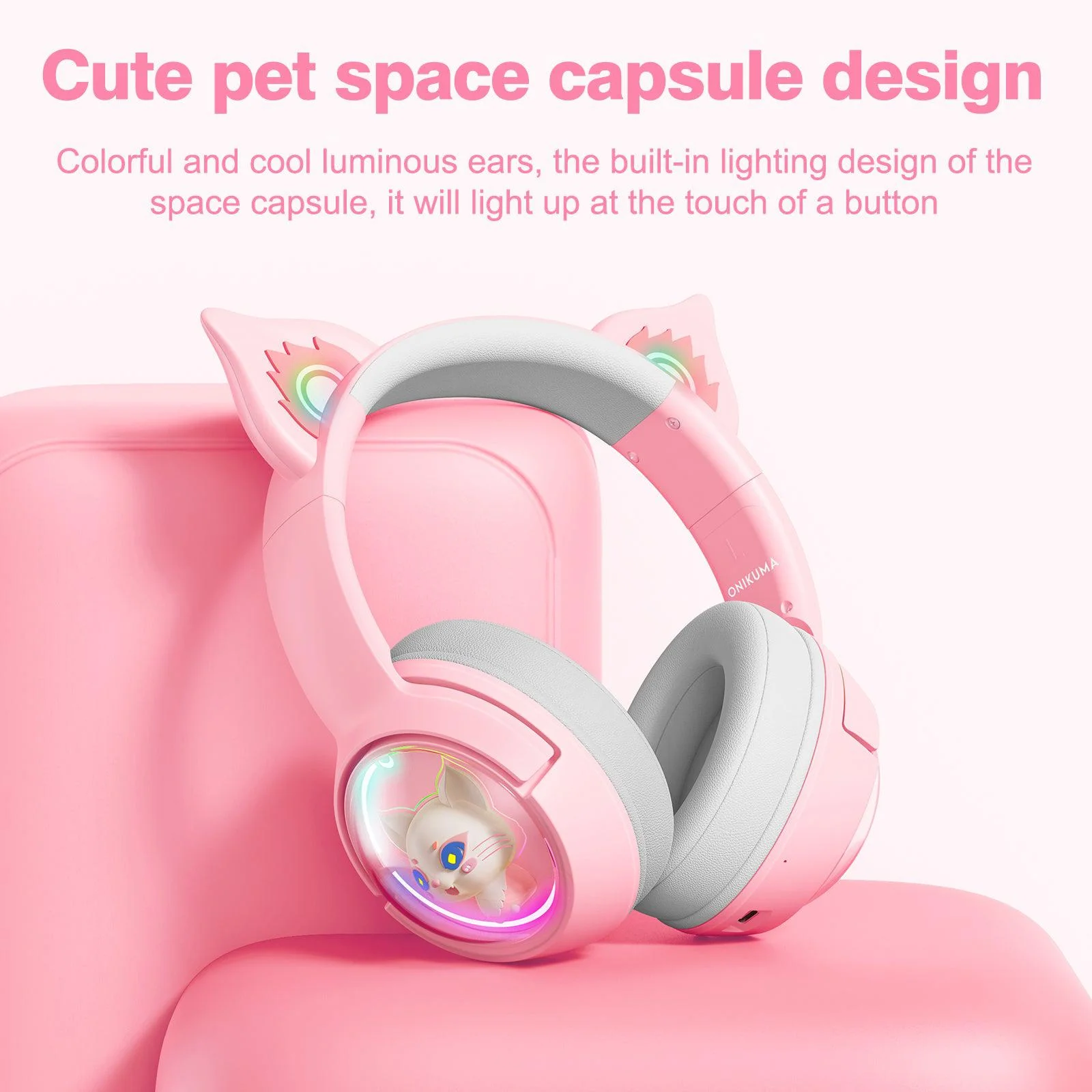 ONIKUMA B5 RGB Cat Ear Bluetooth Wireless Gaming Headset - Image 3