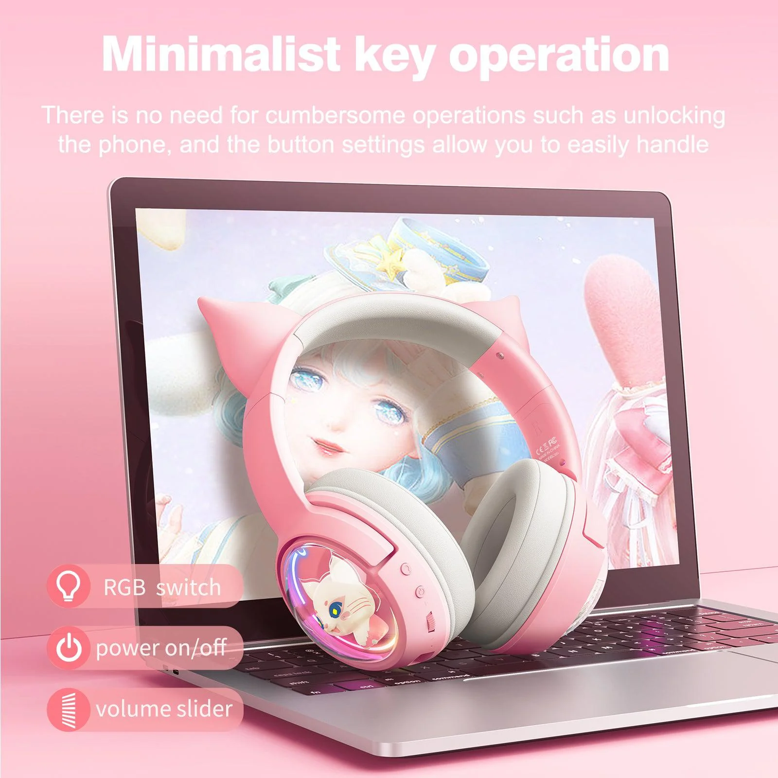 ONIKUMA B5 RGB Cat Ear Bluetooth Wireless Gaming Headset - Image 4