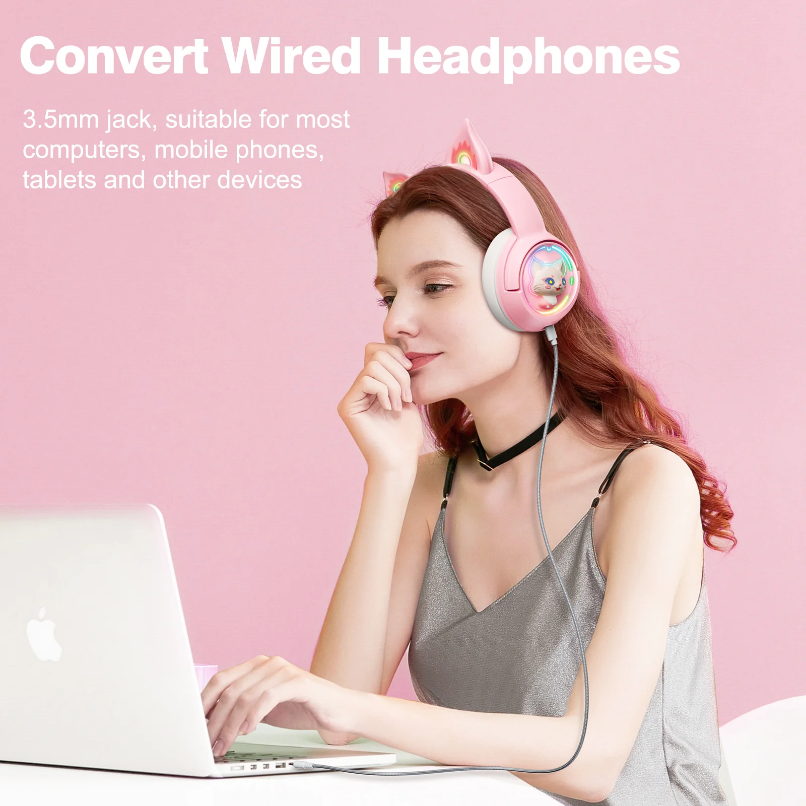 ONIKUMA B5 RGB Cat Ear Bluetooth Wireless Gaming Headset - Image 6