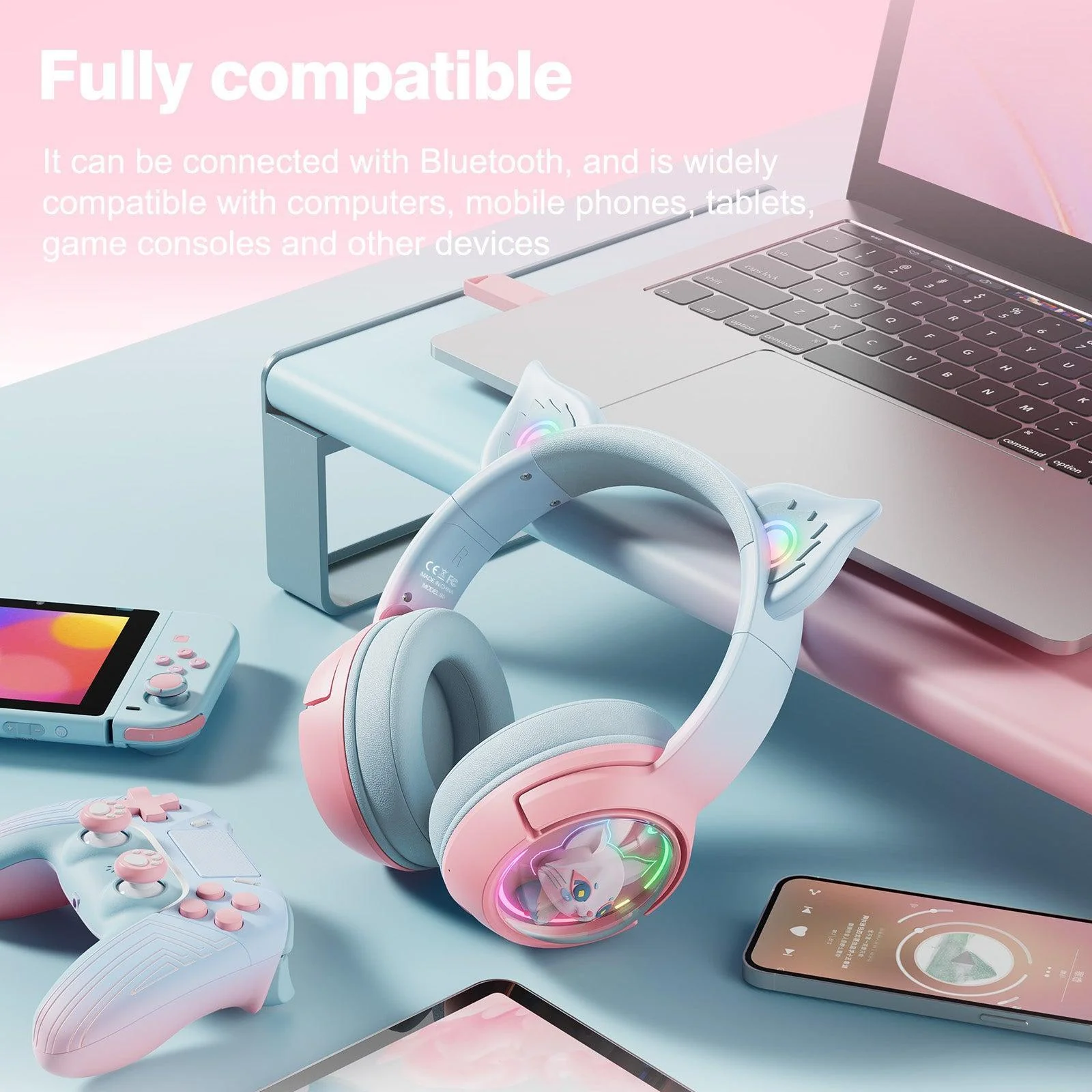 ONIKUMA B5 Tri-Mode Gaming Headset – Bluetooth 5.3, HIFI Sound & Cute Space Capsule Design - Image 10