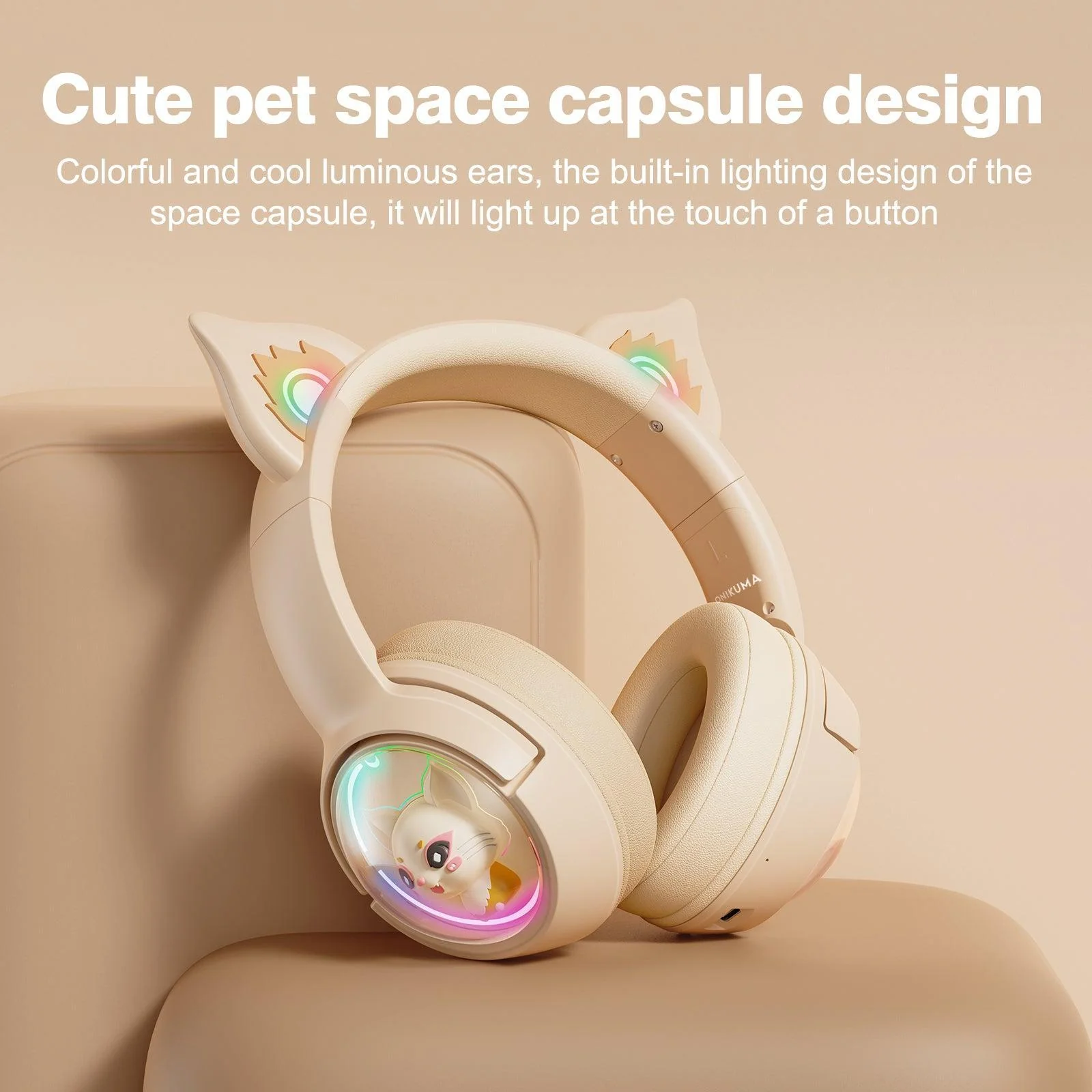 ONIKUMA B5 Tri-Mode Gaming Headset – Bluetooth 5.3, HIFI Sound & Cute Space Capsule Design - Image 4