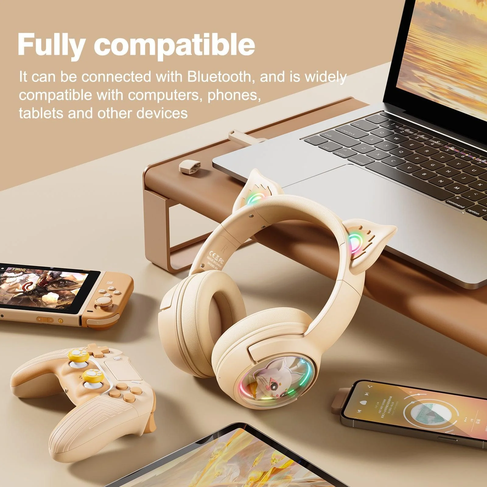 ONIKUMA B5 Tri-Mode Gaming Headset – Bluetooth 5.3, HIFI Sound & Cute Space Capsule Design - Image 7