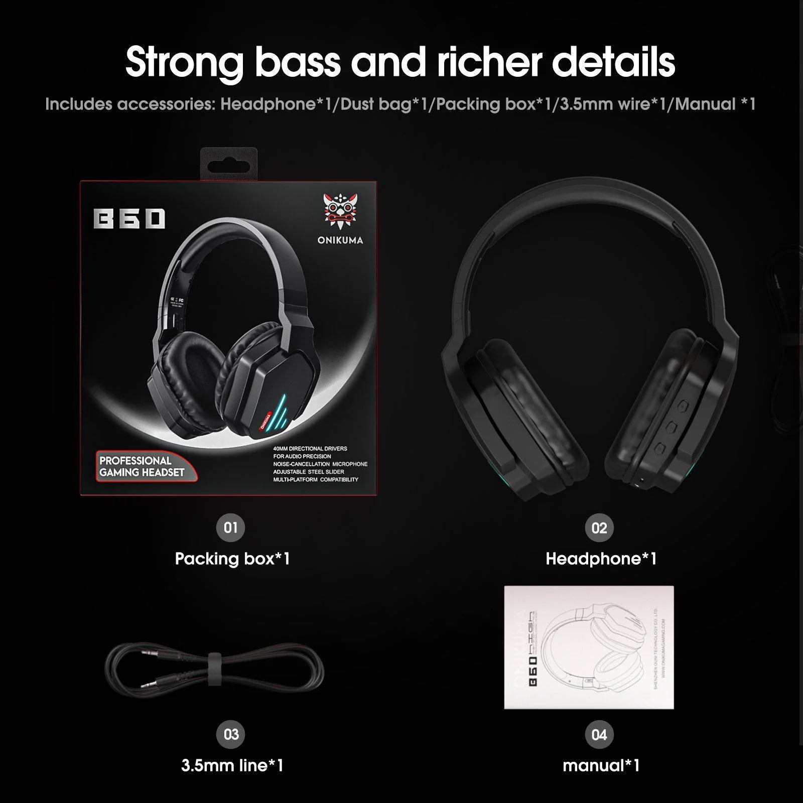 ONIKUMA B60 Wireless Bluetooth Gaming Headset - Image 13