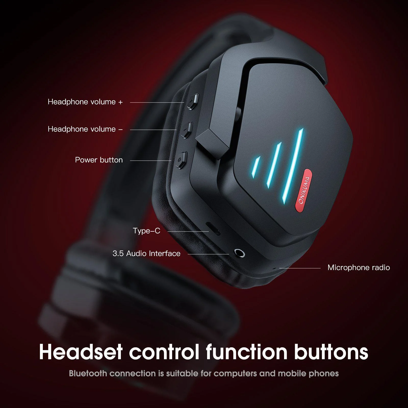 ONIKUMA B60 Wireless Bluetooth Gaming Headset - Image 6
