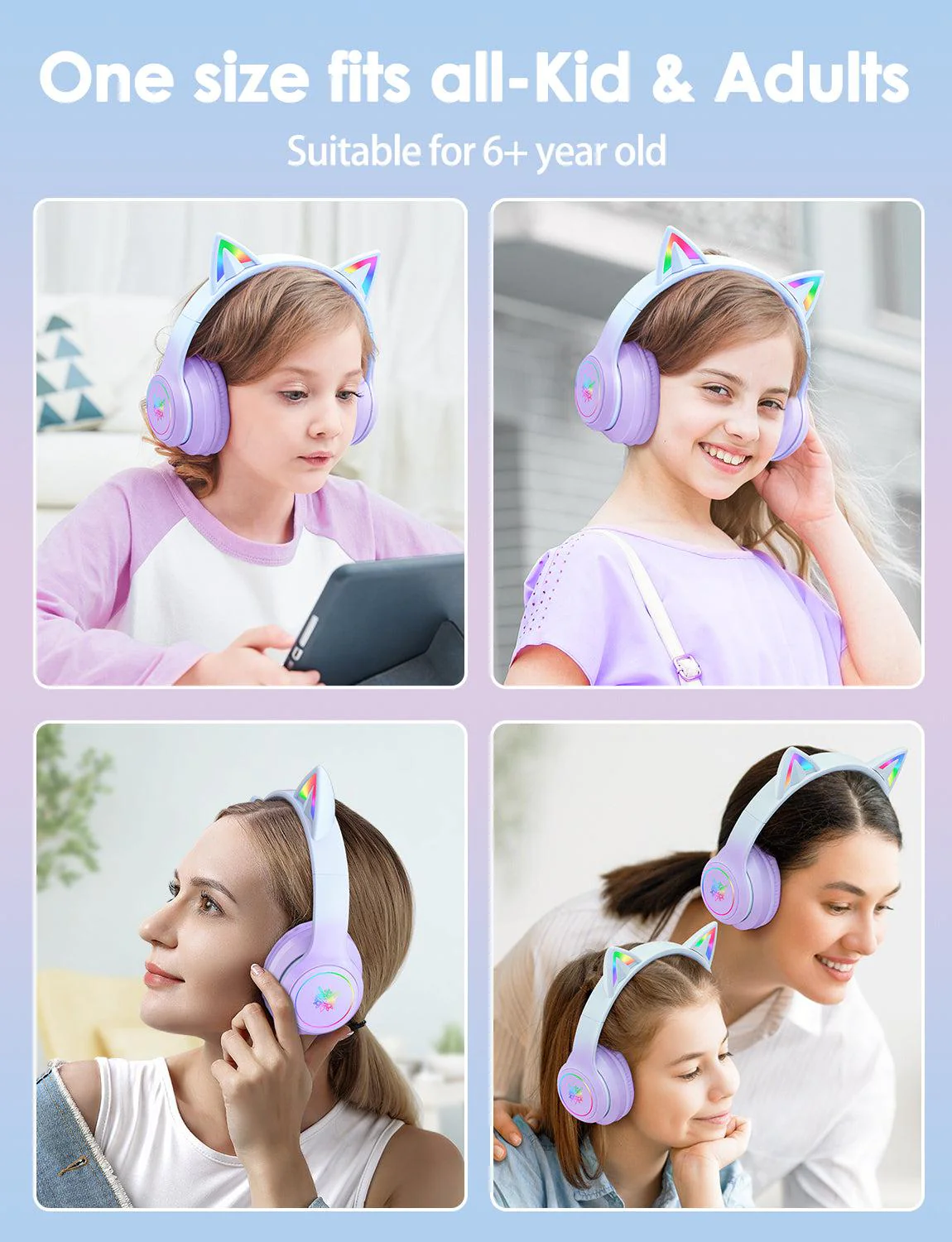 Onikuma B90 RGB Cat Ear Bluetooth 5.0 Wireless Gaming Headset - Image 14