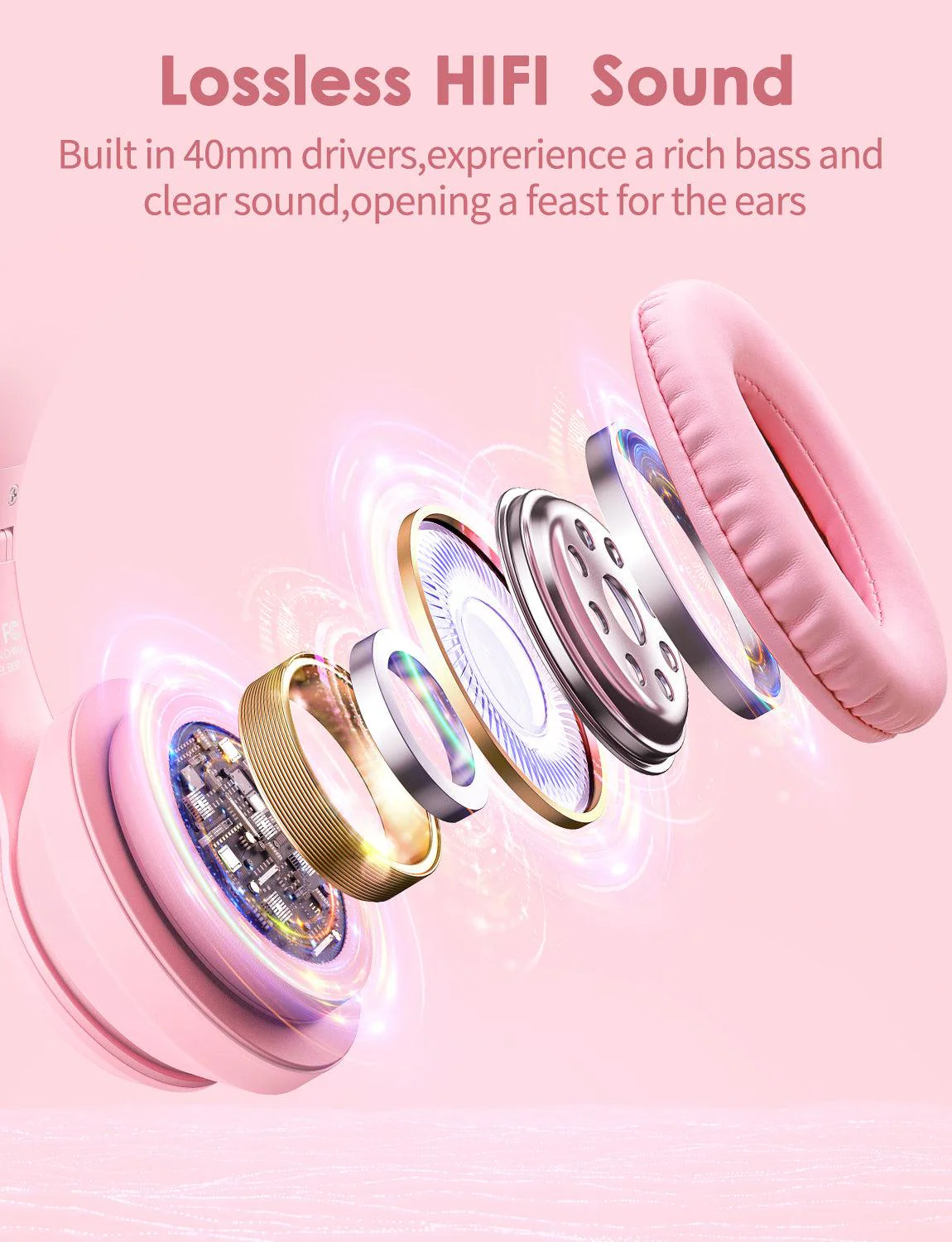 Onikuma B90 RGB Cat Ear Bluetooth 5.0 Wireless Gaming Headset - Image 18