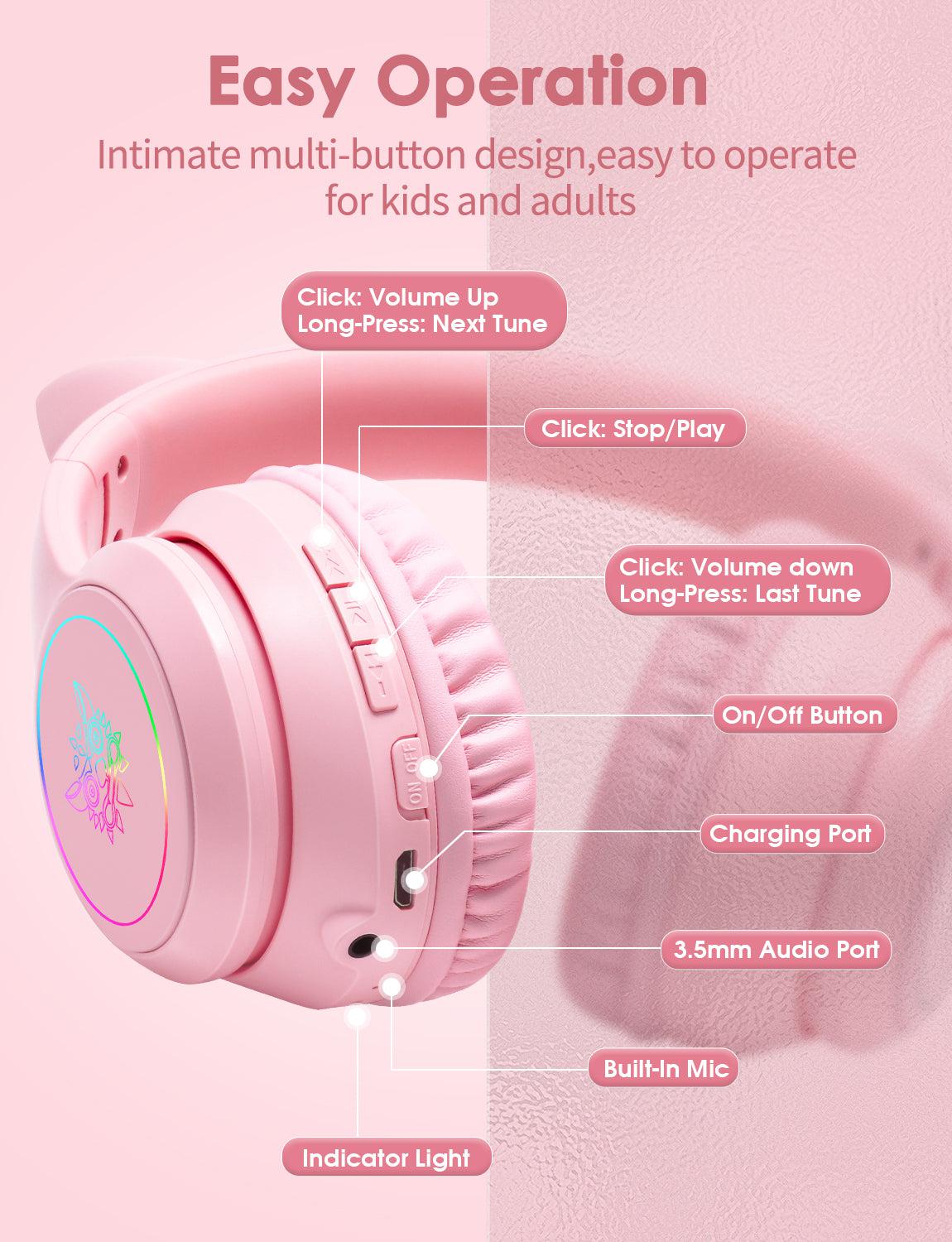 Onikuma B90 RGB Cat Ear Bluetooth 5.0 Wireless Gaming Headset - Image 21