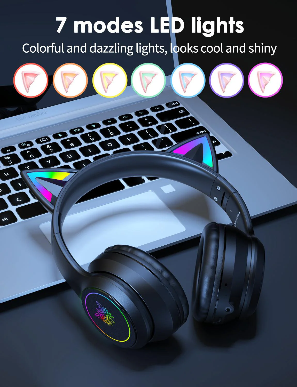 Onikuma B90 RGB Cat Ear Bluetooth 5.0 Wireless Gaming Headset - Image 3