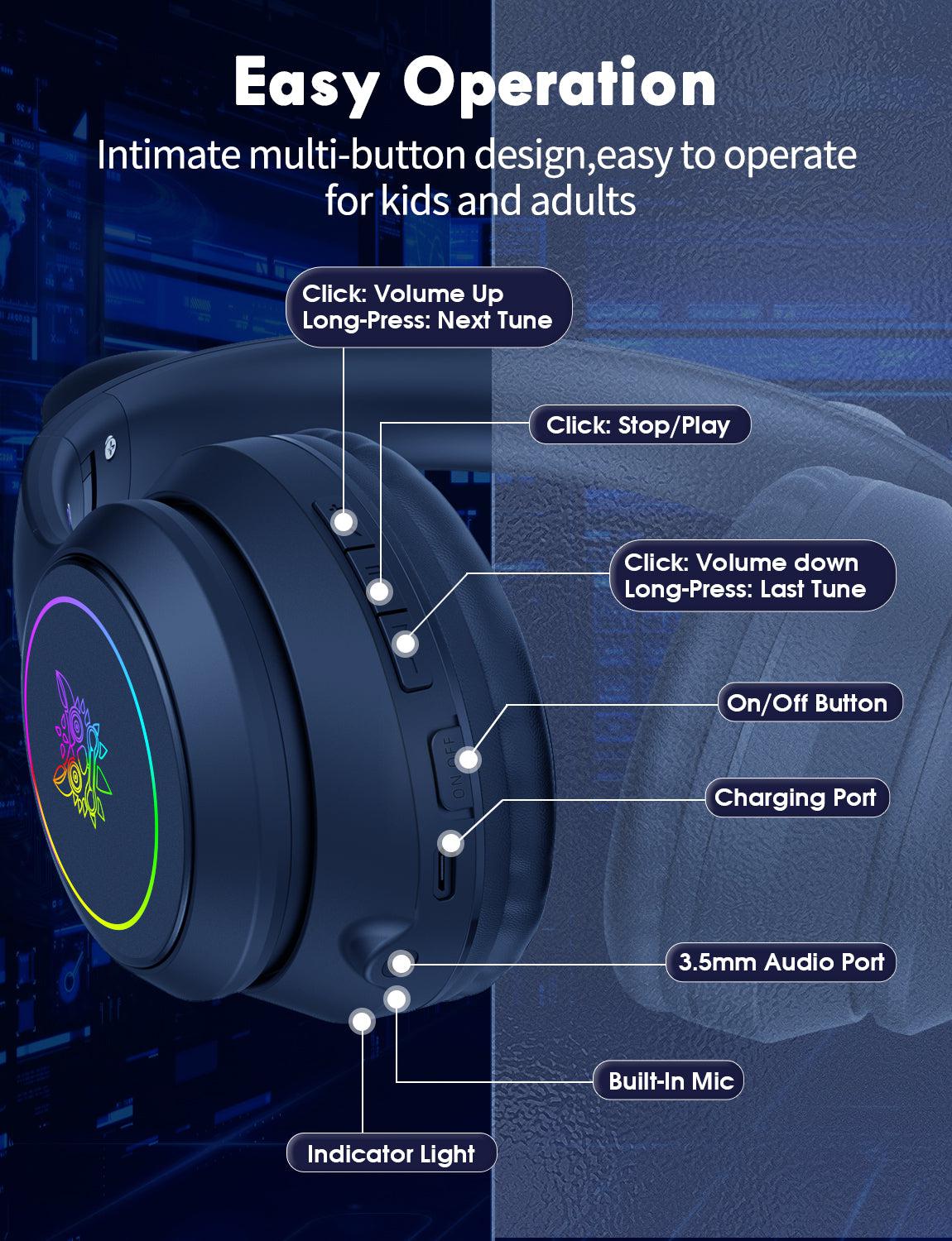 Onikuma B90 RGB Cat Ear Bluetooth 5.0 Wireless Gaming Headset - Image 5