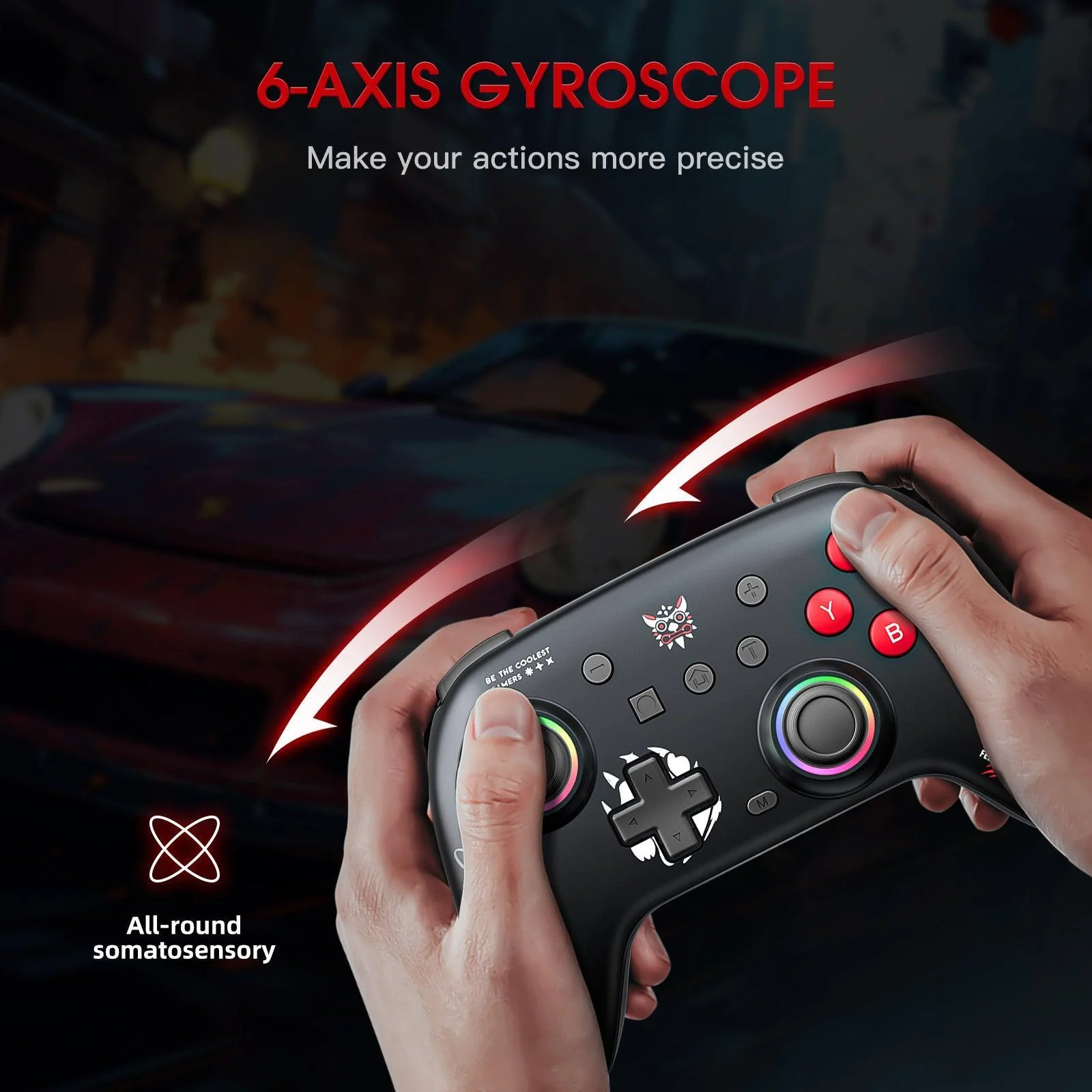 ONIKUMA C1 Wireless Controller Compatible with Nintendo Switch/Switch Lite, Bluetooth Pro Controller with Turbo, Motion, Vibration, Wake-up, Headphone Jack and Breathing LED Light - Image 14