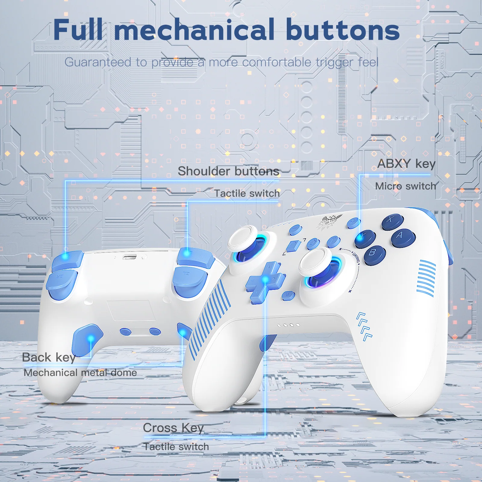 ONIKUMA C1 Wireless Controller Compatible with Nintendo Switch/Switch Lite, Bluetooth Pro Controller with Turbo, Motion, Vibration, Wake-up, Headphone Jack and Breathing LED Light - Image 2