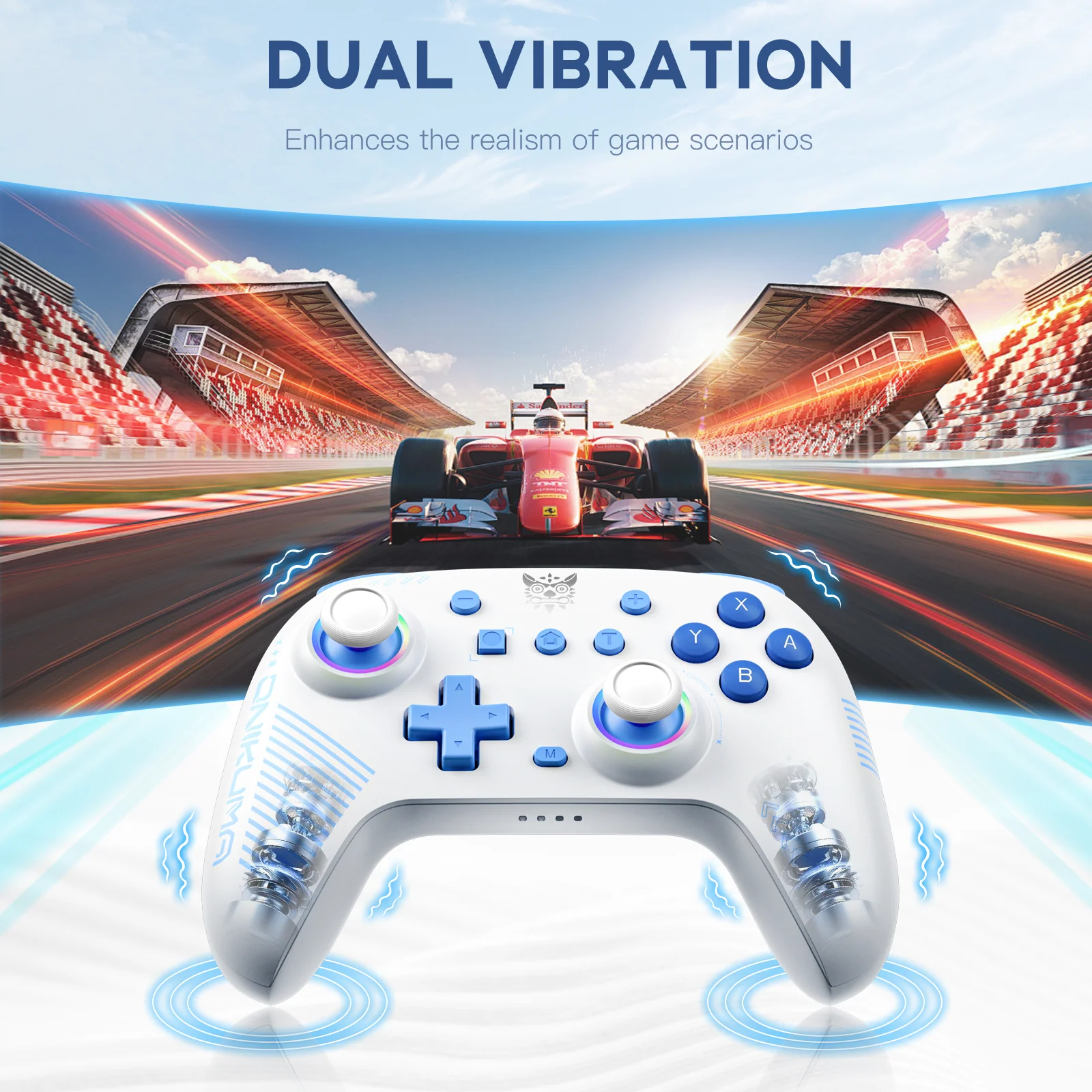 ONIKUMA C1 Wireless Controller Compatible with Nintendo Switch/Switch Lite, Bluetooth Pro Controller with Turbo, Motion, Vibration, Wake-up, Headphone Jack and Breathing LED Light - Image 6