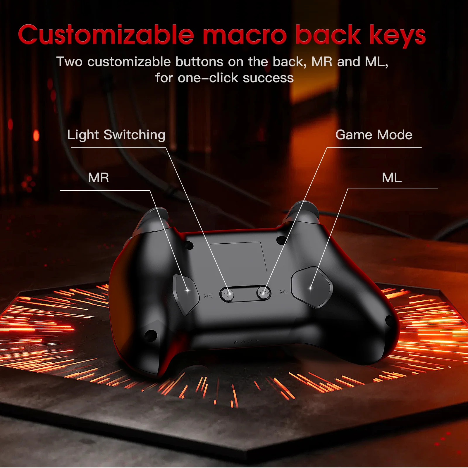 ONIKUMA C1 Wireless Controller Compatible with Nintendo Switch/Switch Lite, Bluetooth Pro Controller with Turbo, Motion, Vibration, Wake-up, Headphone Jack and Breathing LED Light - Image 8